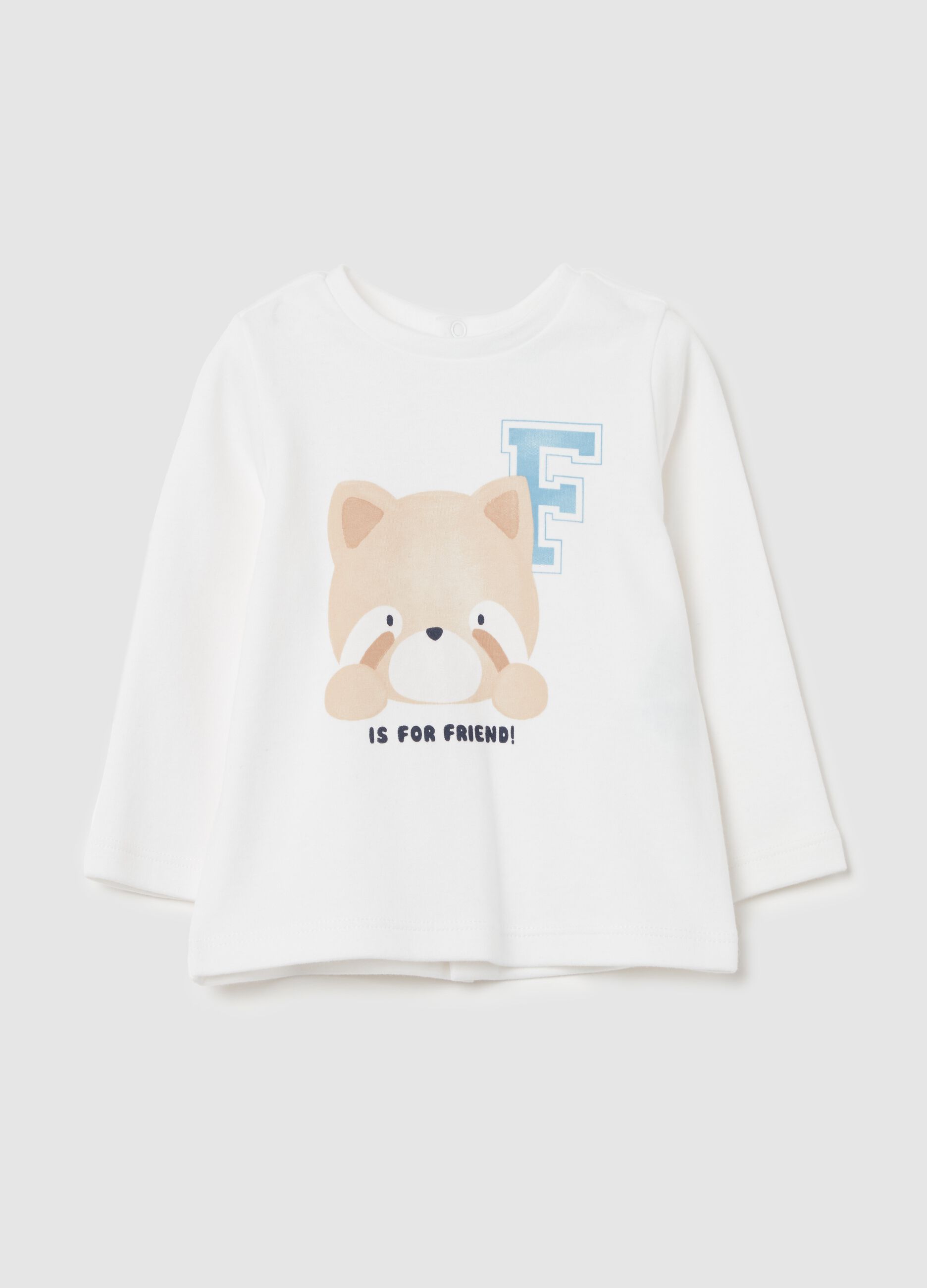 T-shirt in cotone bio stampa "F is for friend!"