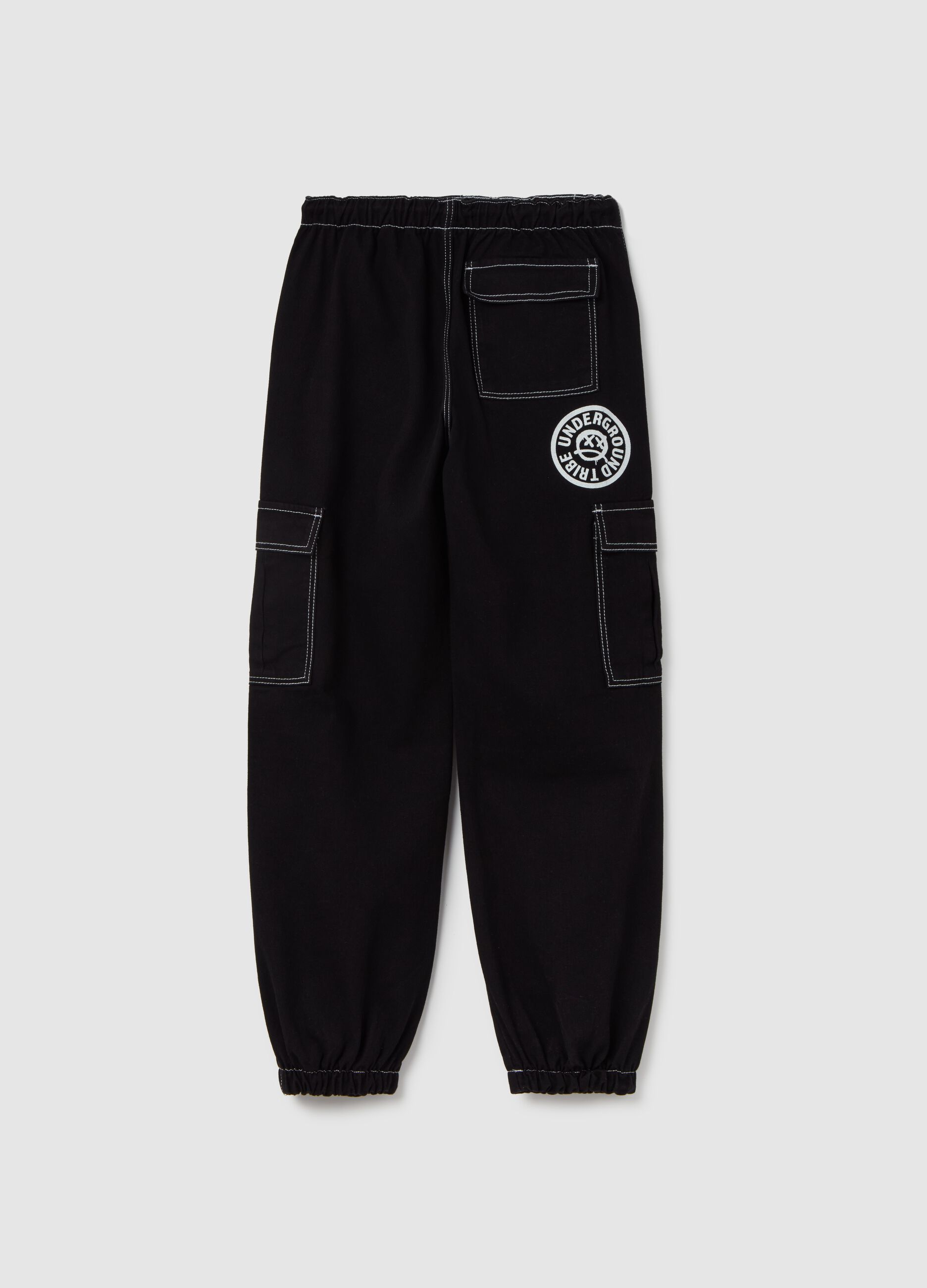 Cargo joggers with drawstring and print