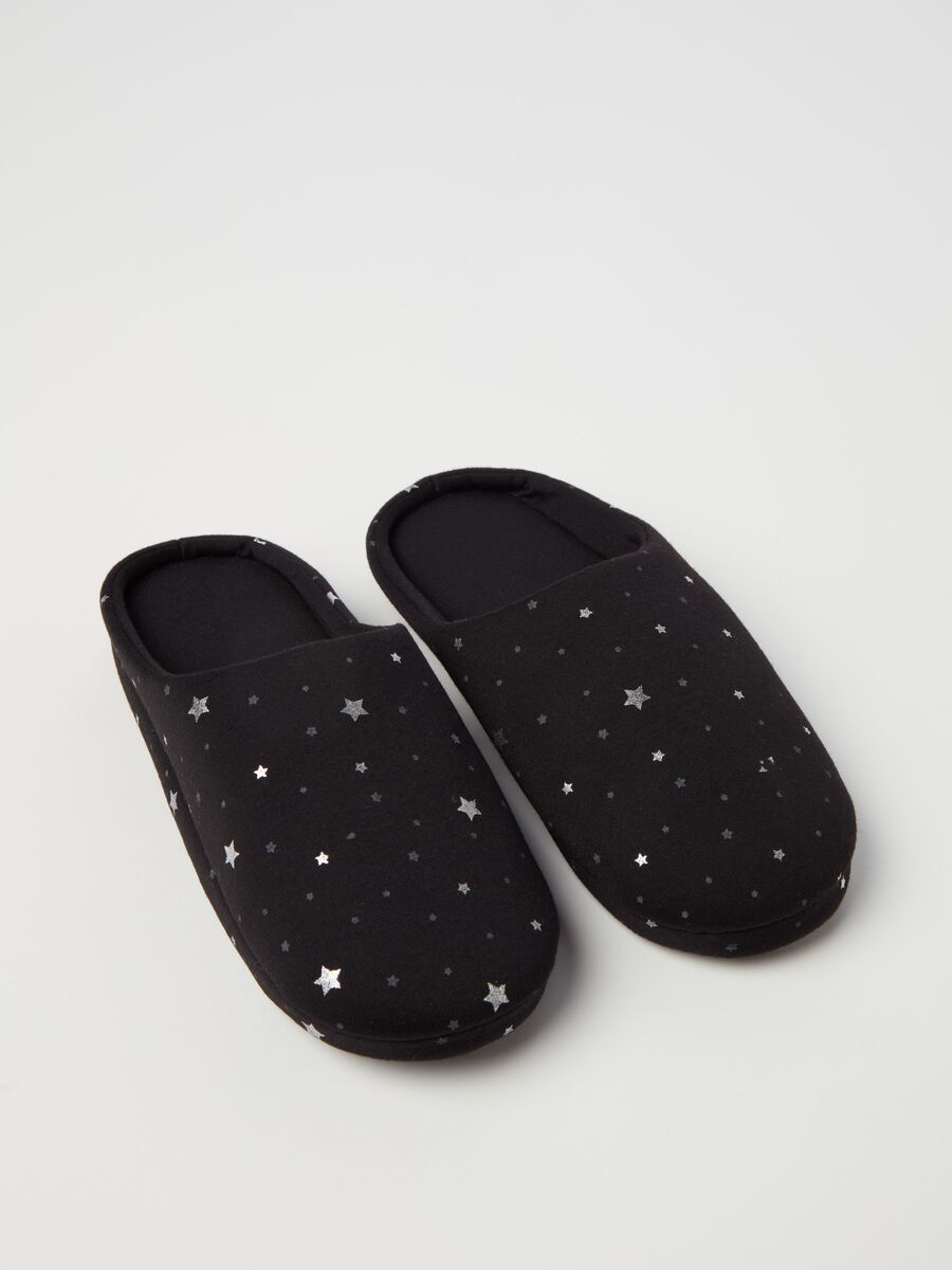 Slippers with small stars print in foil_2