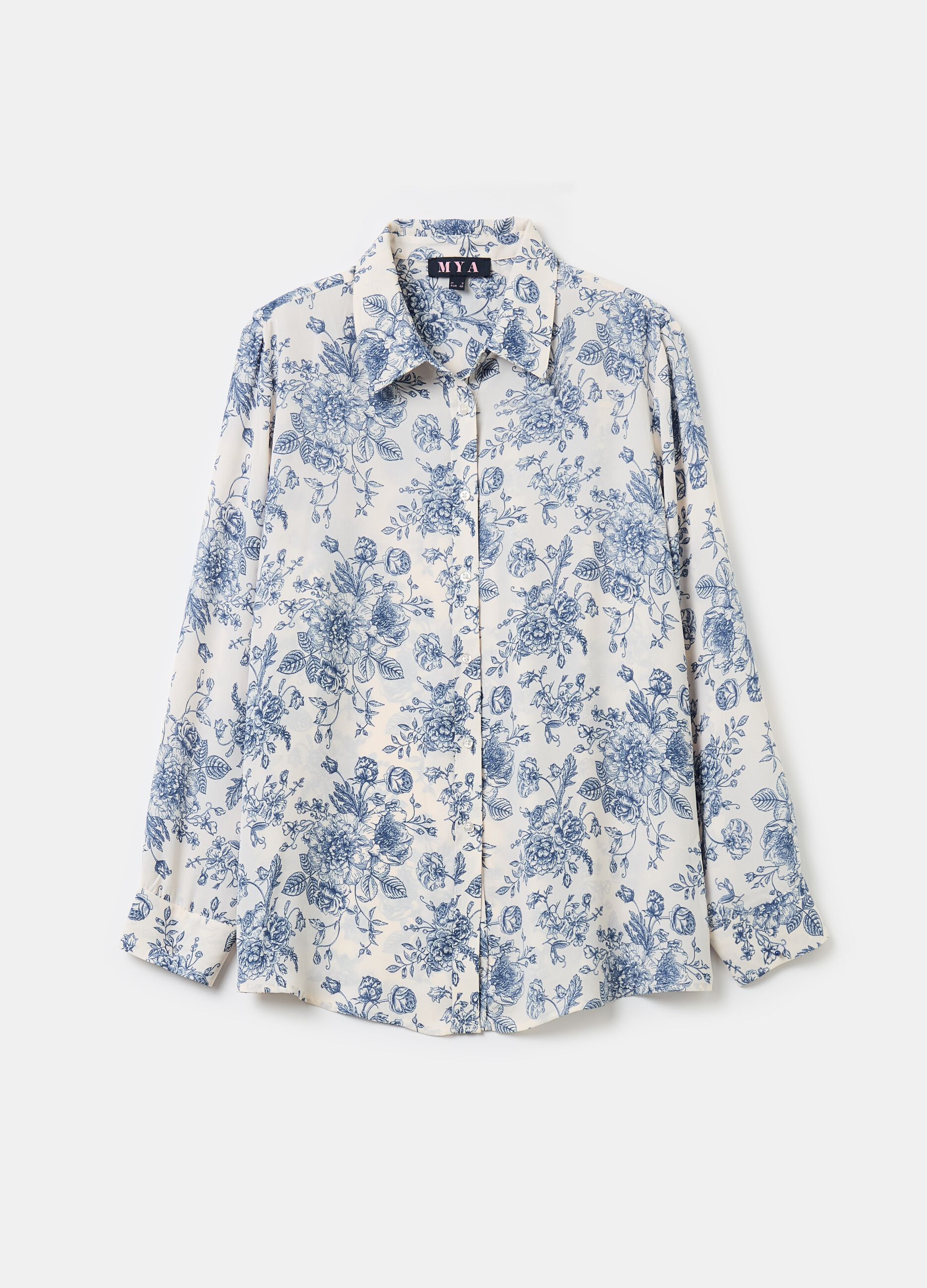 Curvy shirt with toile print