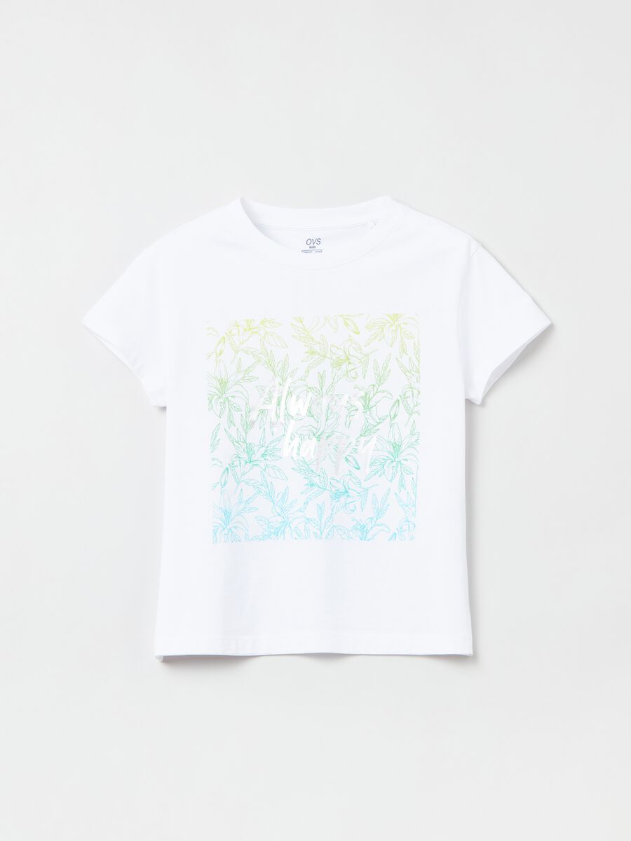 T-shirt in cotone con stampa in foil_0