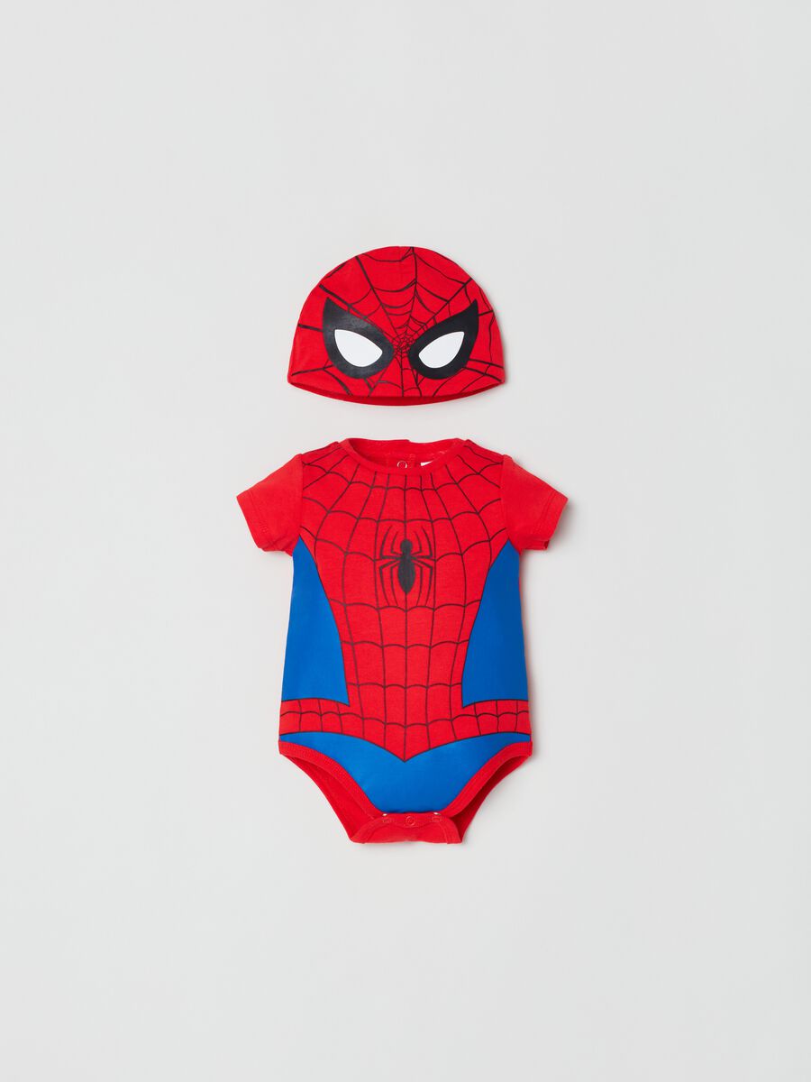 Bodysuit and hat set with Spider-Man print_0