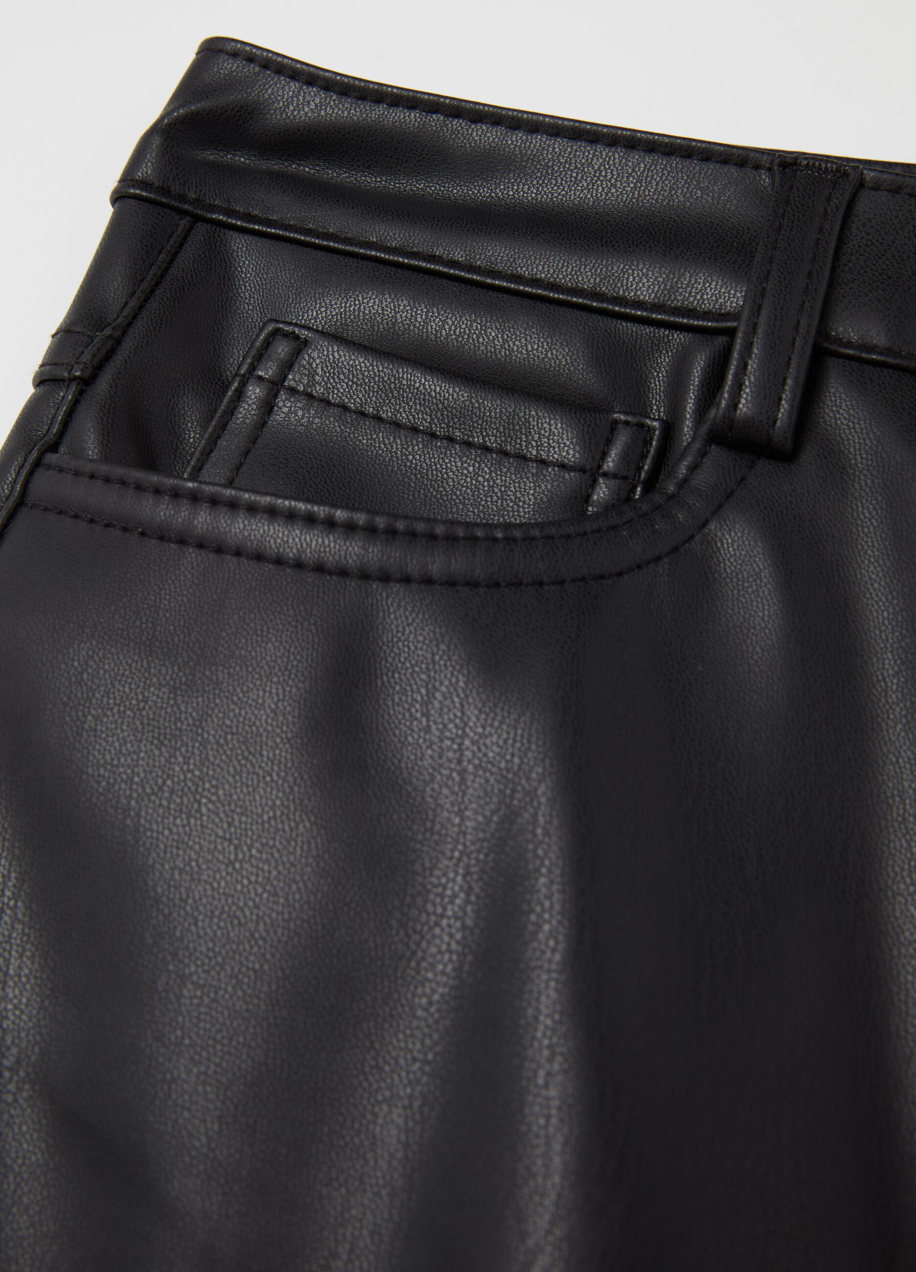 Glossy-effect skinny-fit trousers