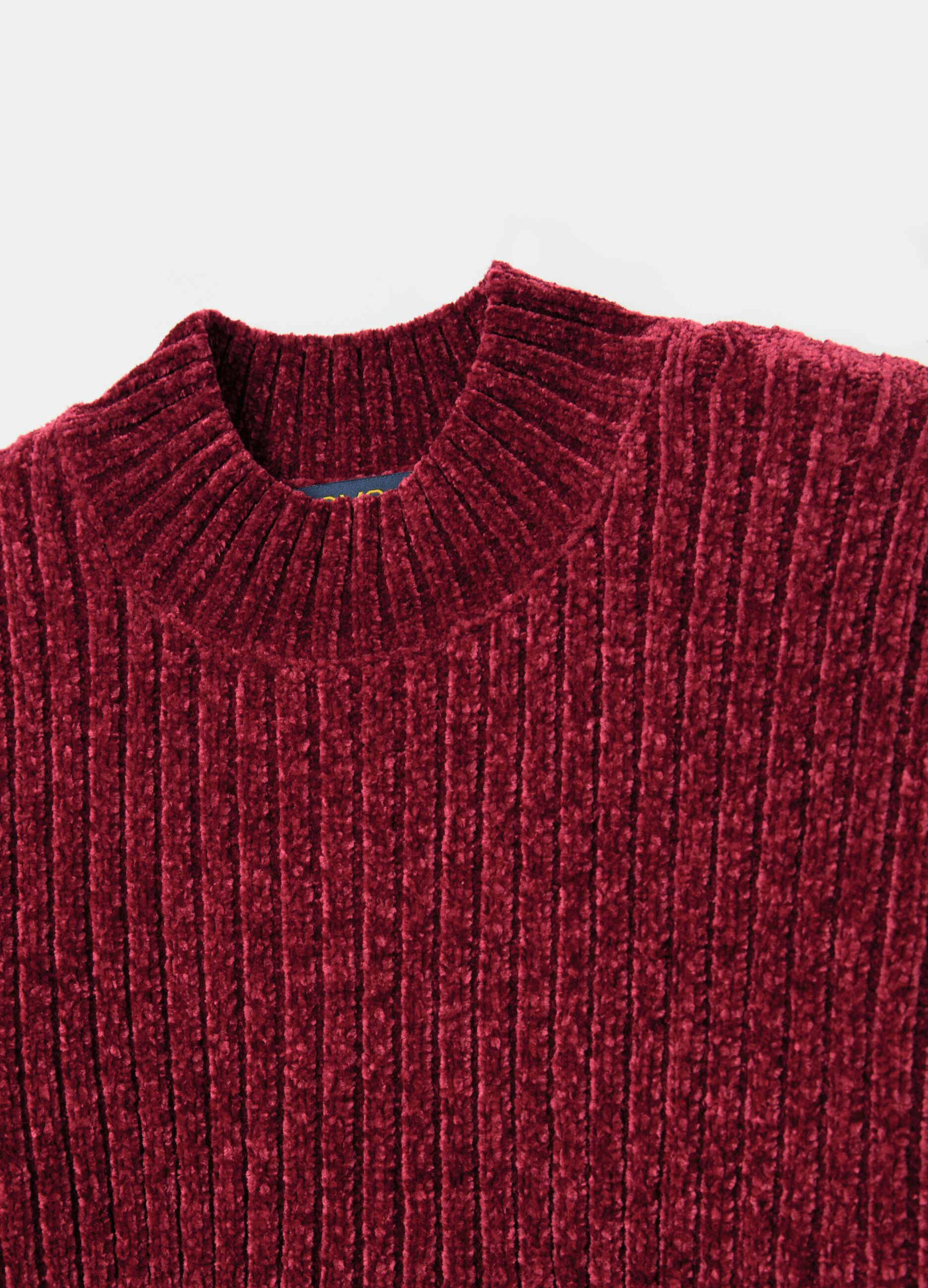 Chenille pullover with mock neck