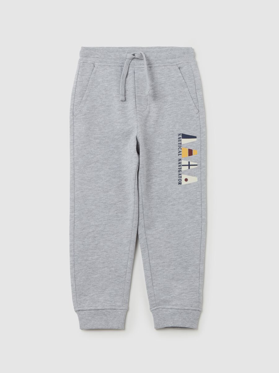 Fleece joggers with drawstring and print_0