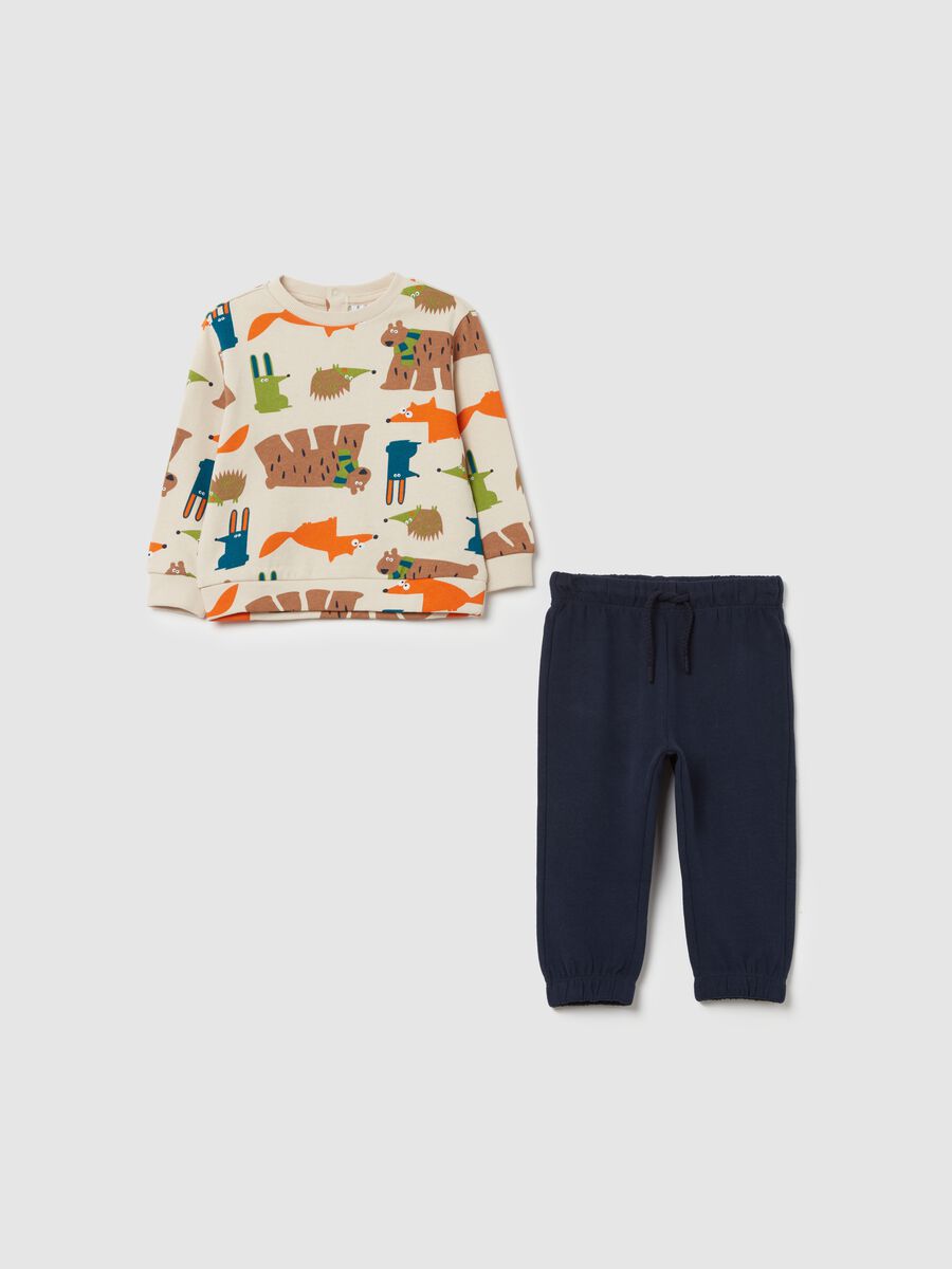 Cotton jogging set with forest animals print_0