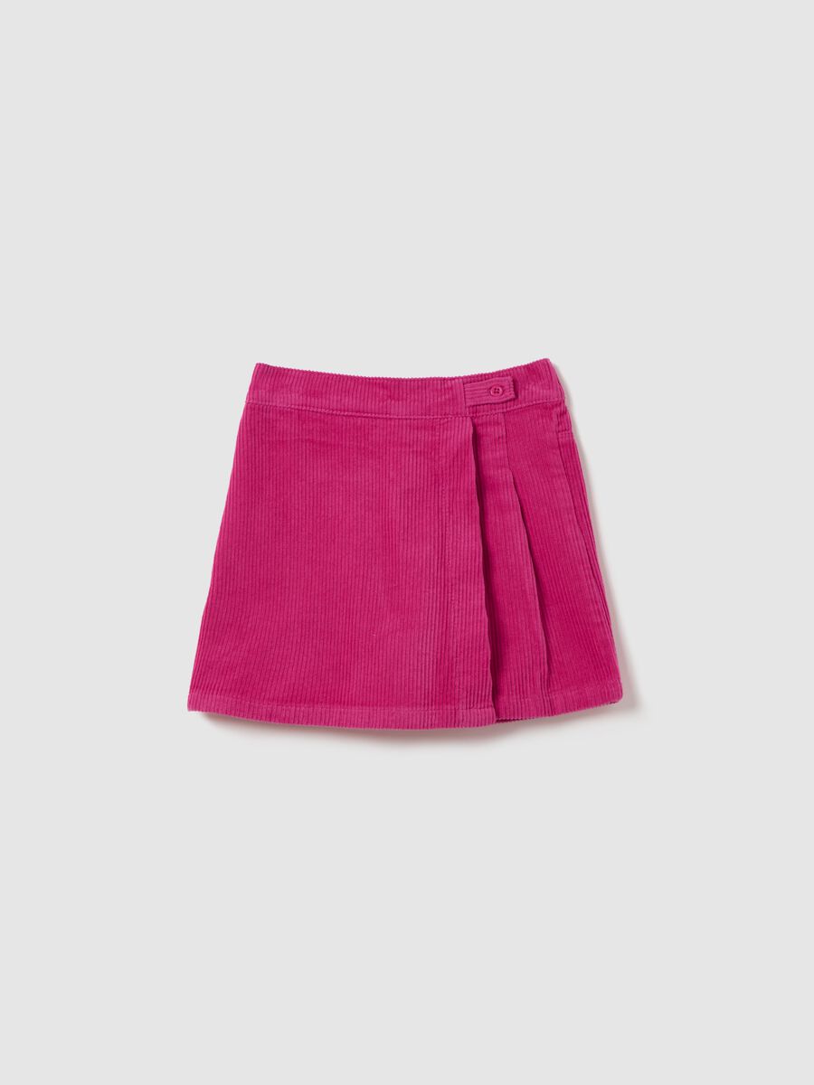 Corduroy skort with pleating_0