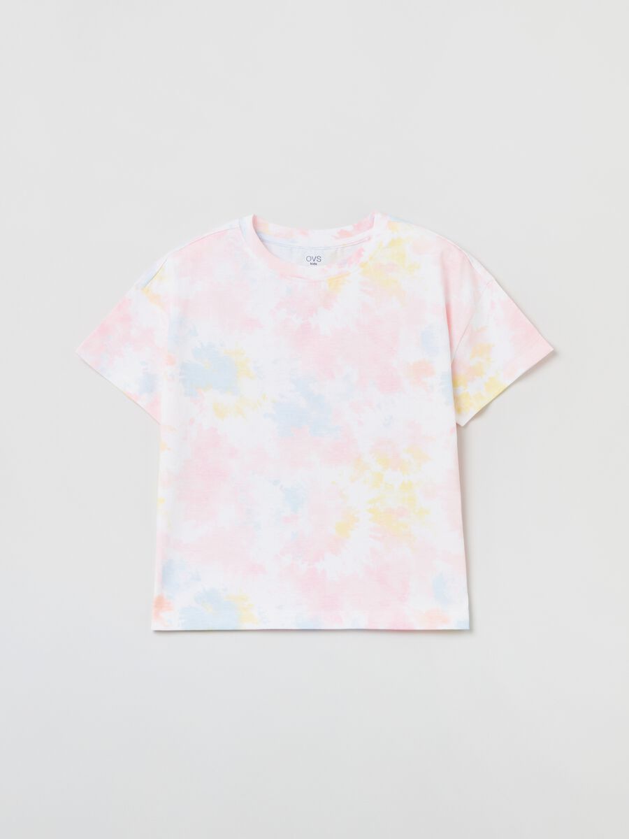 Cotton T-shirt with Tie Dye print_0