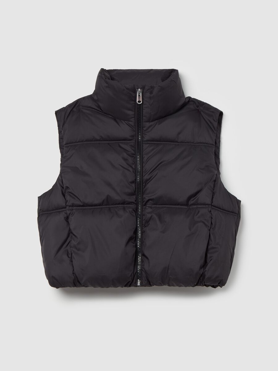 Full-zip quilted crop gilet_3