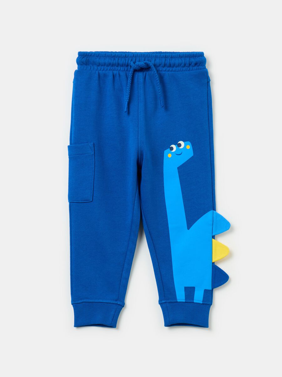 Joggers with dinosaurs print and application_0