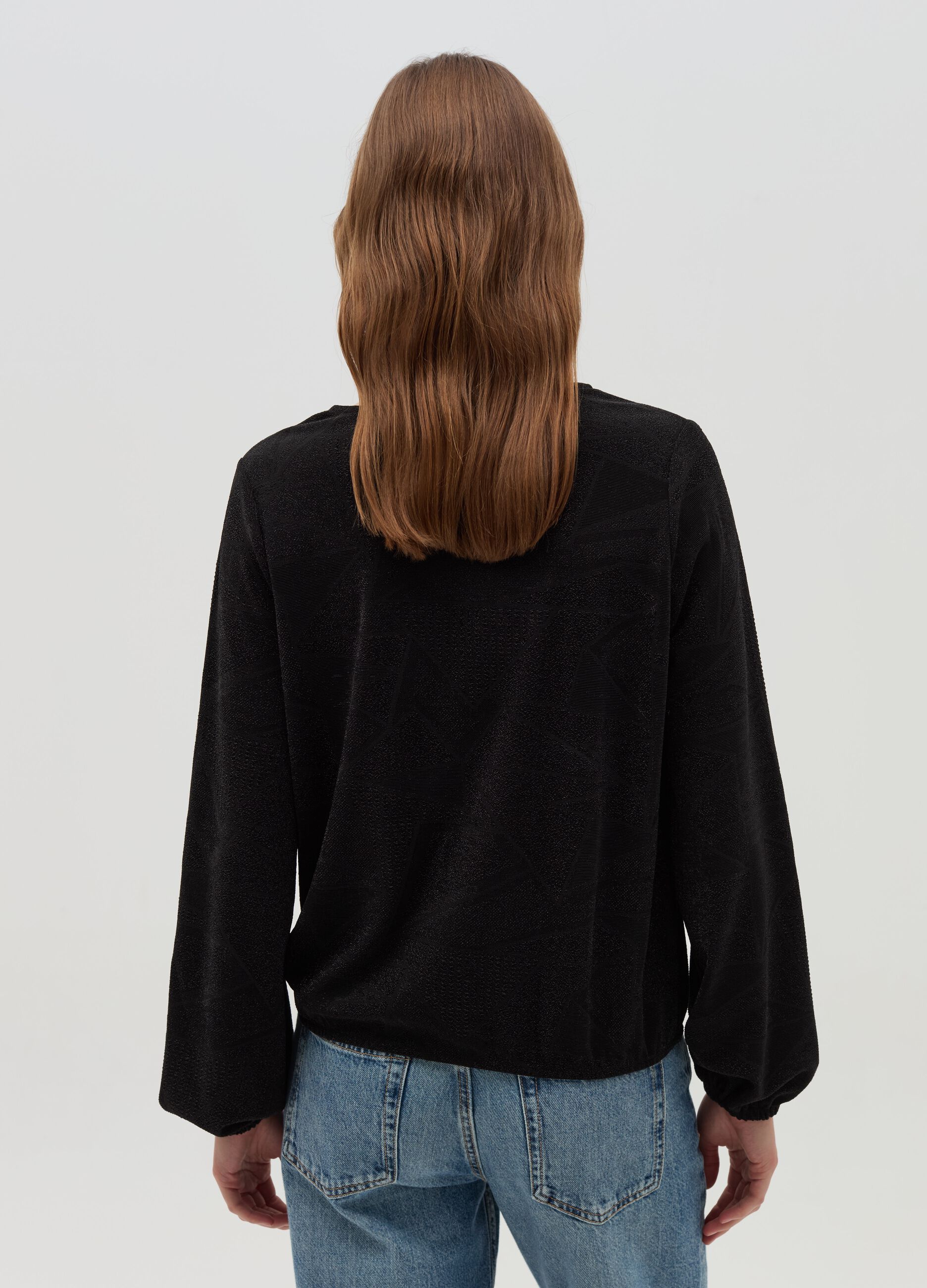 Long-sleeved T-shirt in lurex