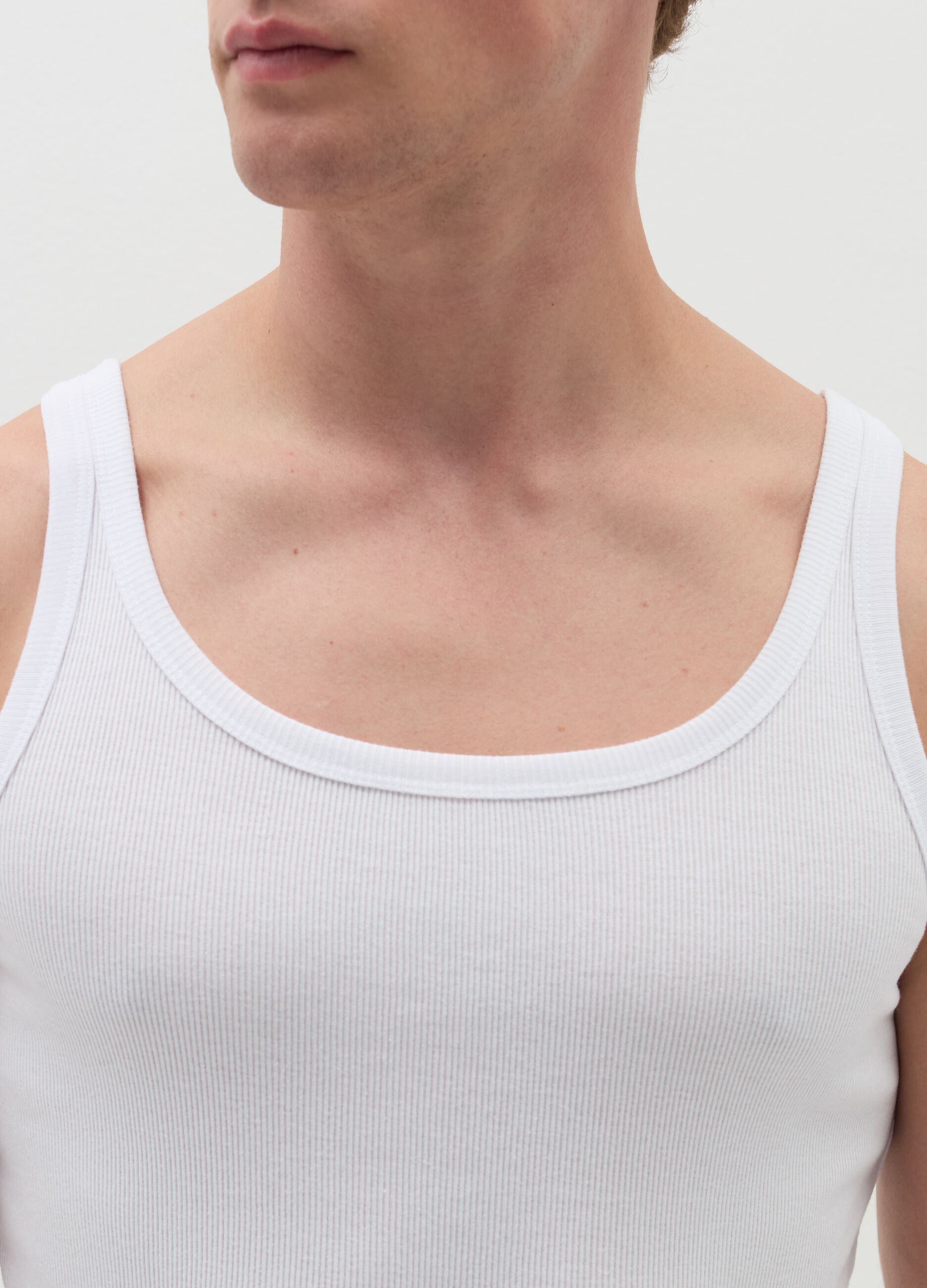 Two-pack ribbed organic cotton racerback vests