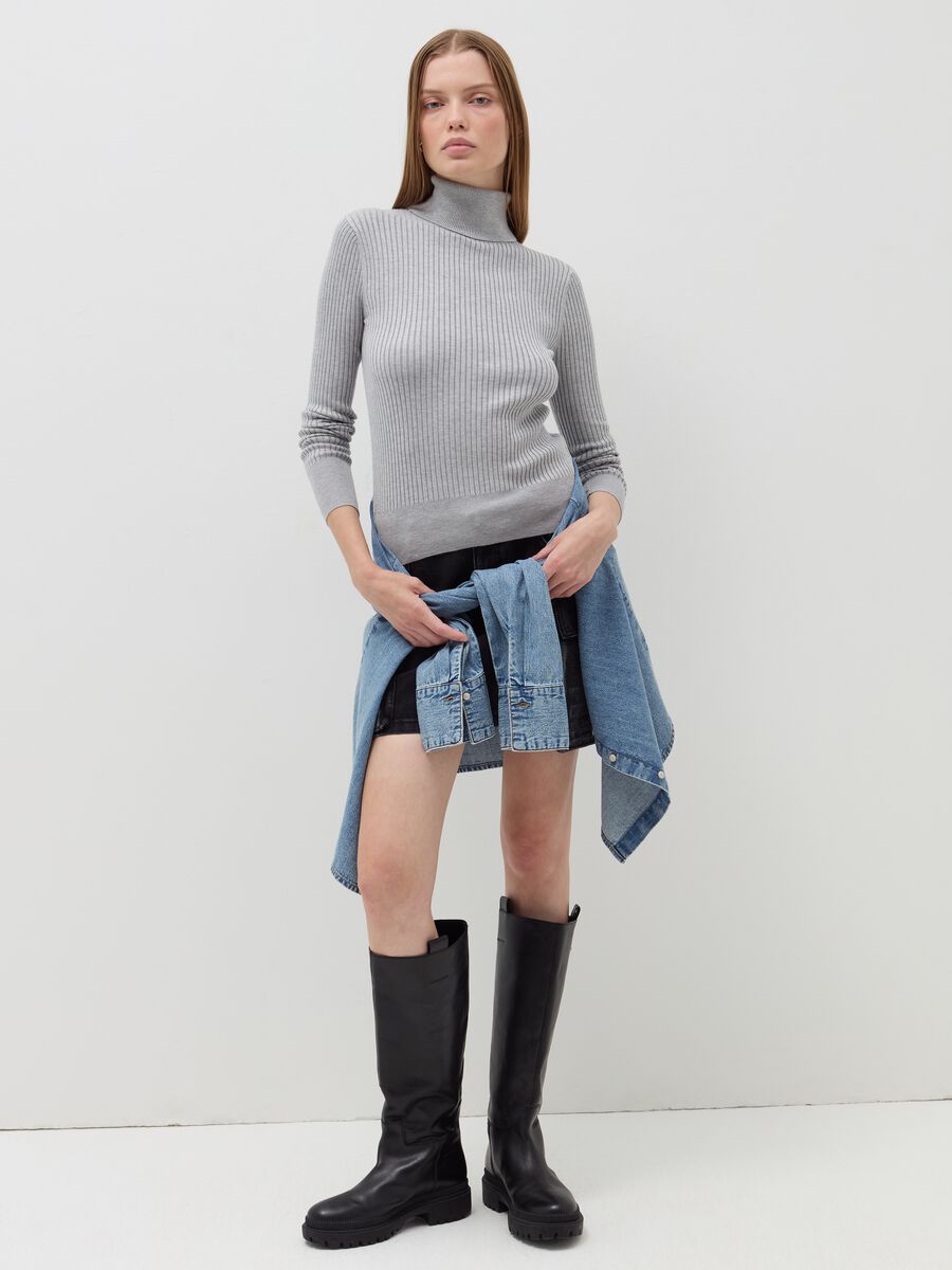 Turtleneck pullover with flat ribbing_0