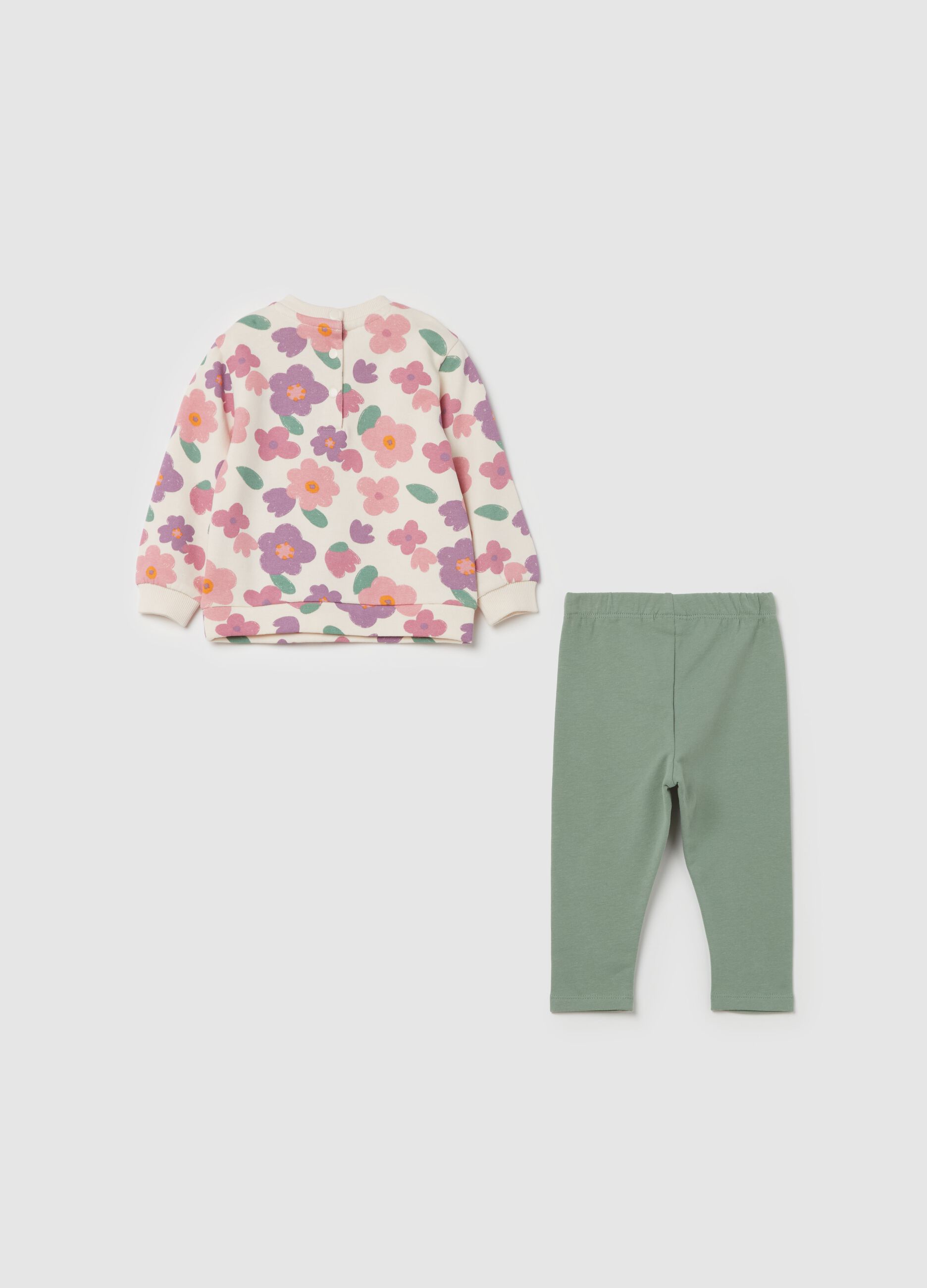 Jogging set in cotton with floral pattern