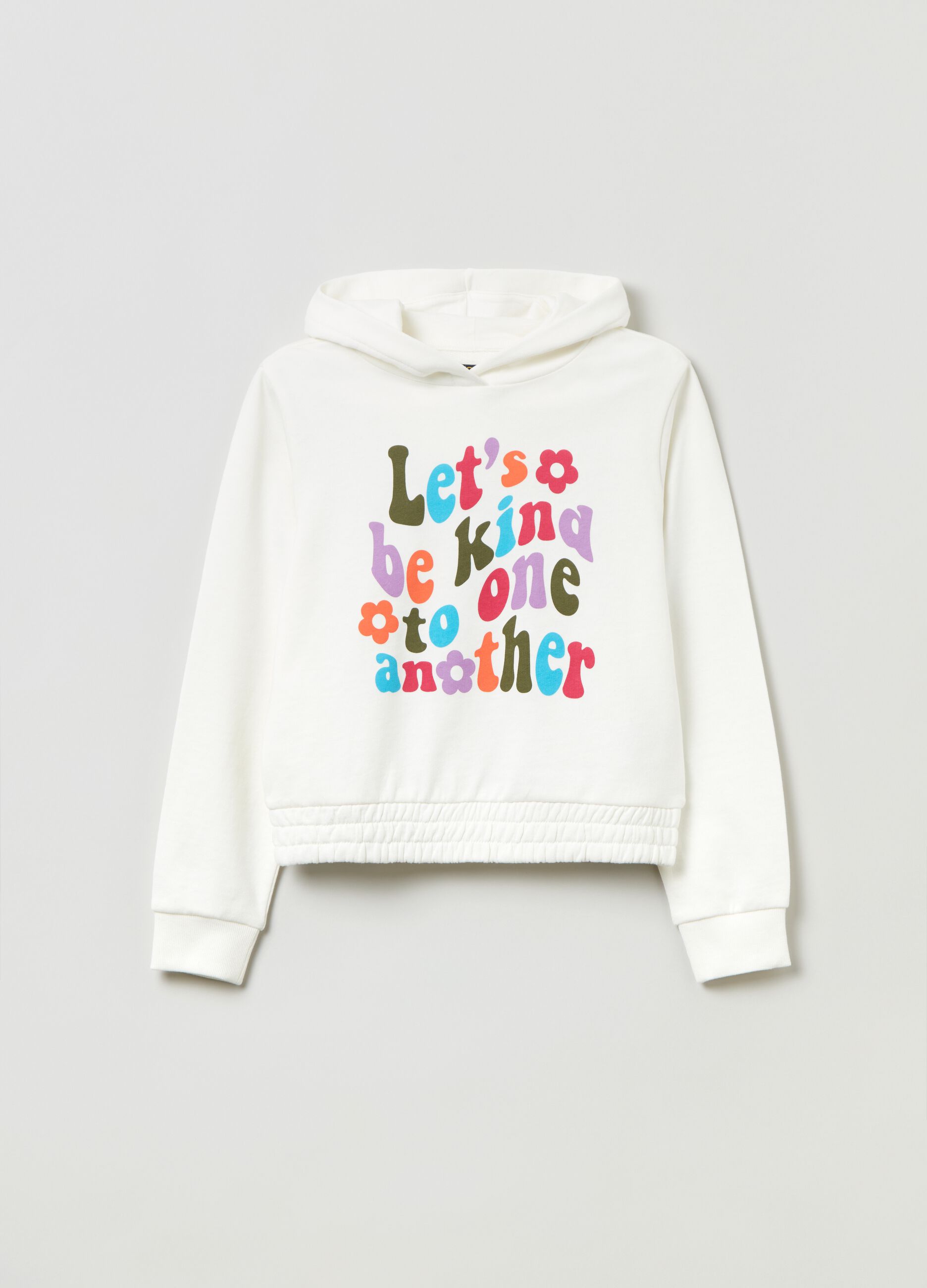 Cotton hoodie with printed lettering