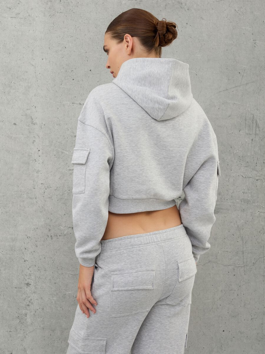 Crop Cargo Hoodie Grey Mélange_1