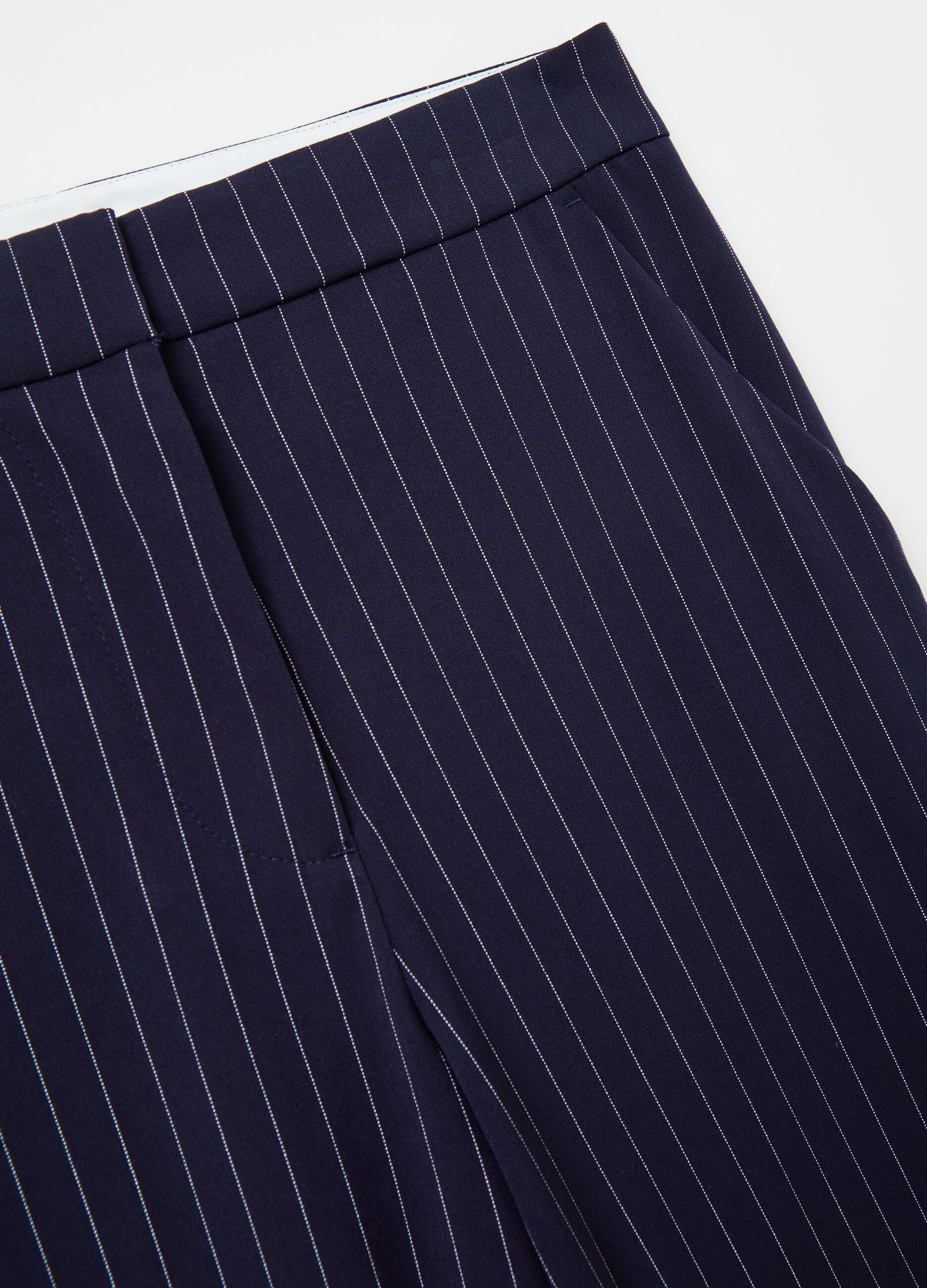 Pinstriped Bermuda shorts with pockets