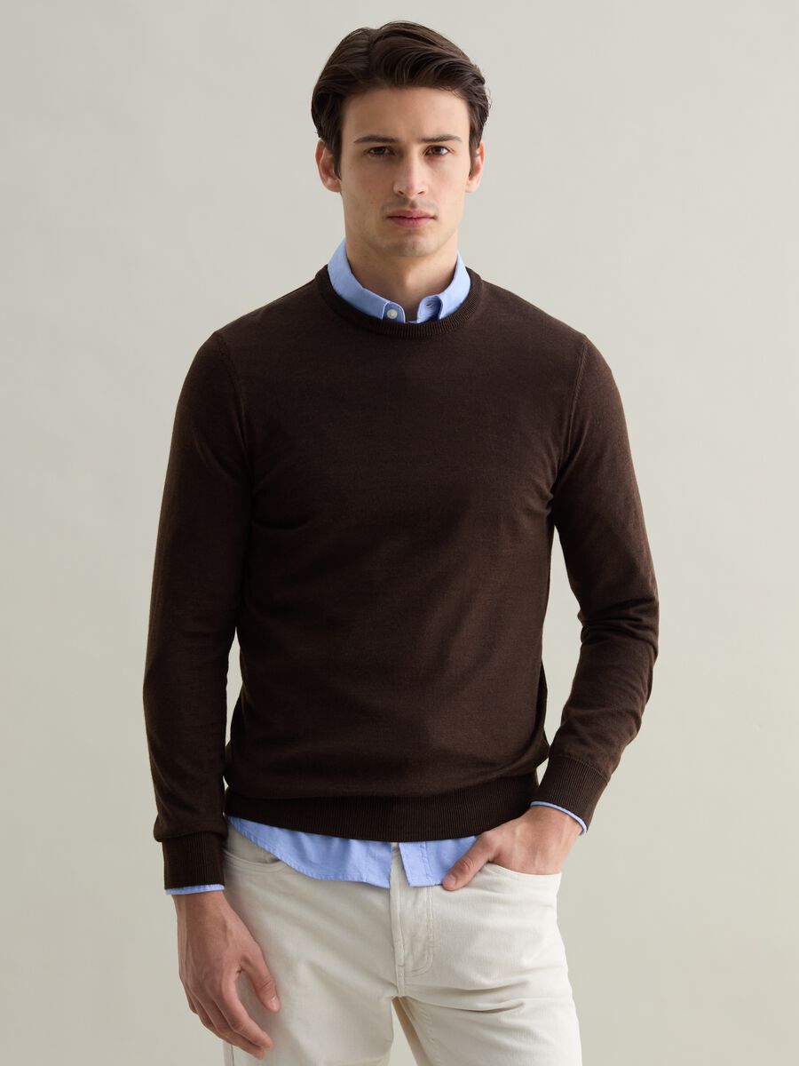 Merino wool pullover with round neck_1