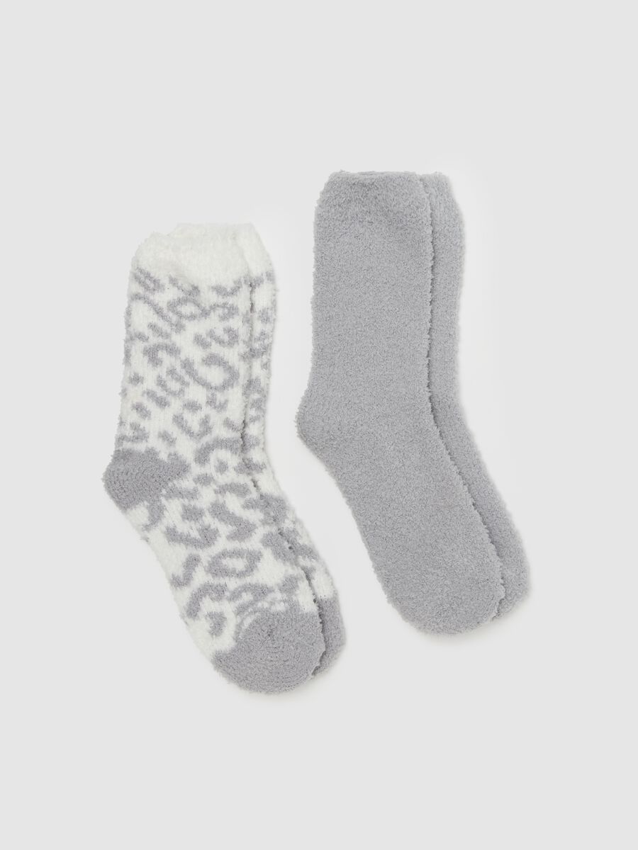 Two-pair pack short socks in furry yarn_0