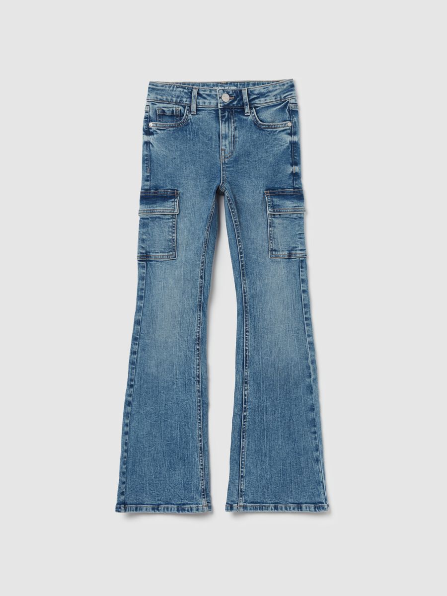 Flare-fit acid wash jeans with pockets_0