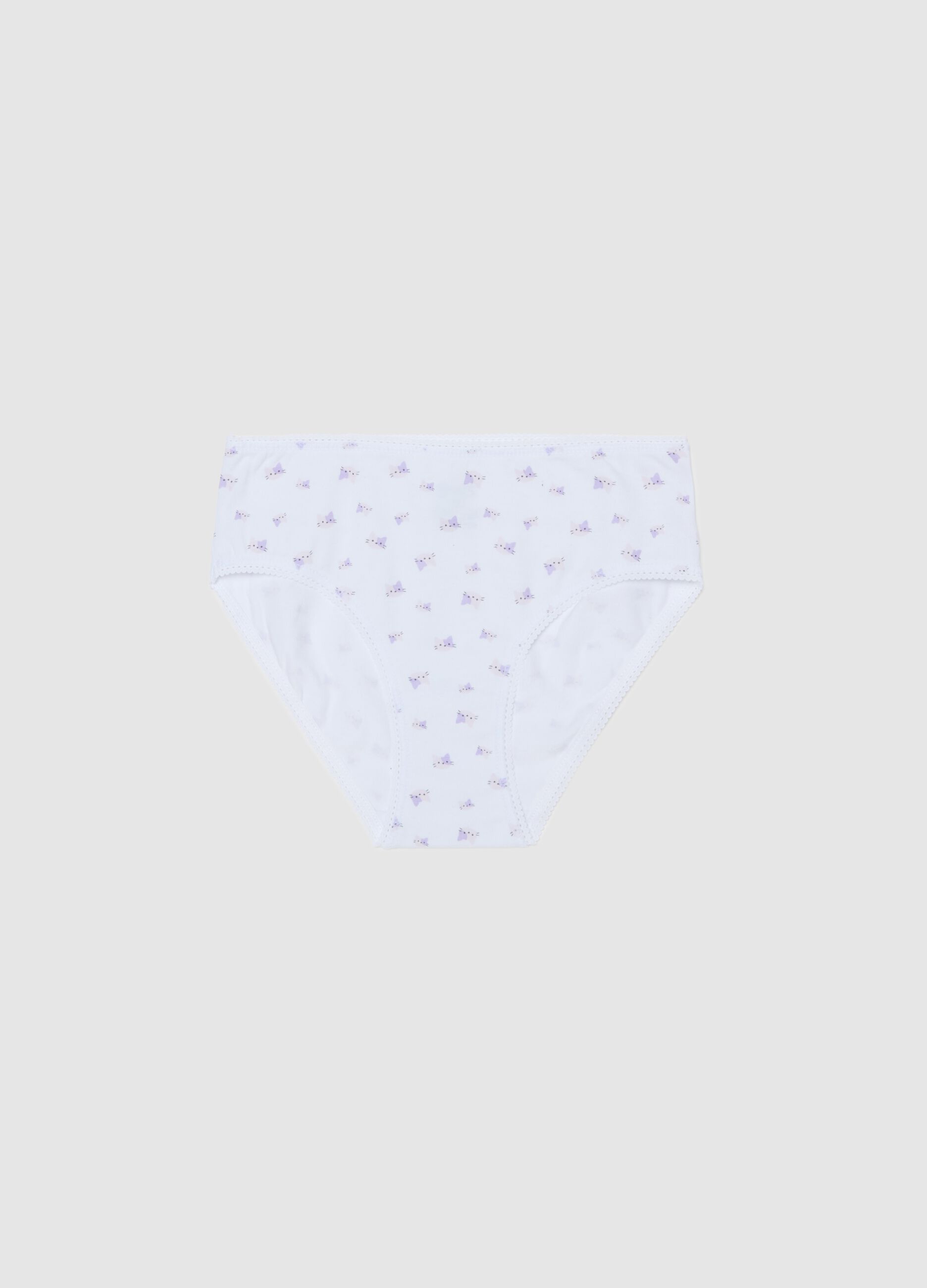 Jersey briefs with kittens print