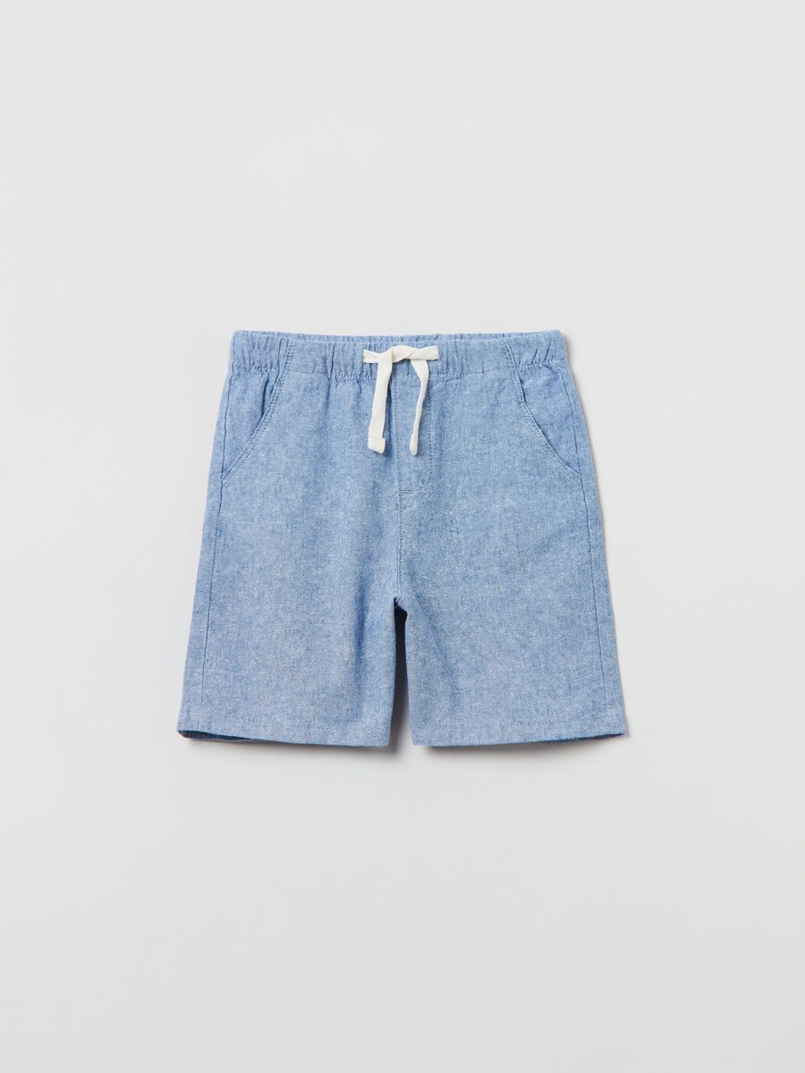 Jogger Bermuda shorts in cotton and linen_0