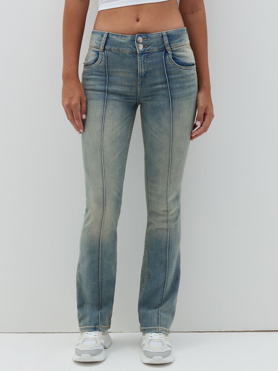 Flare-fit jeans with raised stitching_1