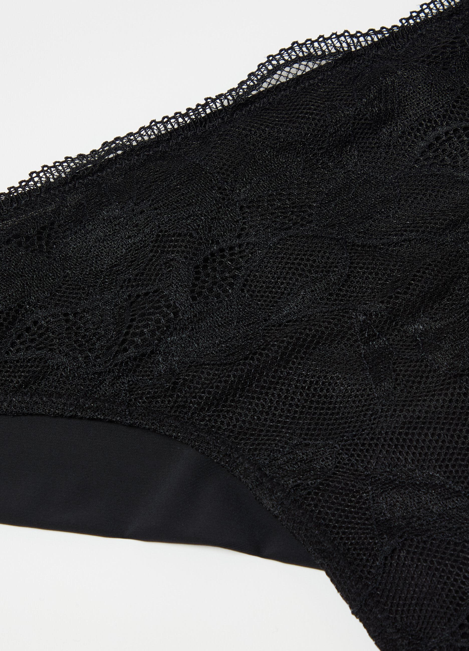 Microfibre Brazilian-cut briefs with lace on the front