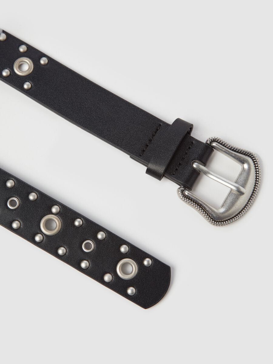 Belt with studs and metal eyelets_1