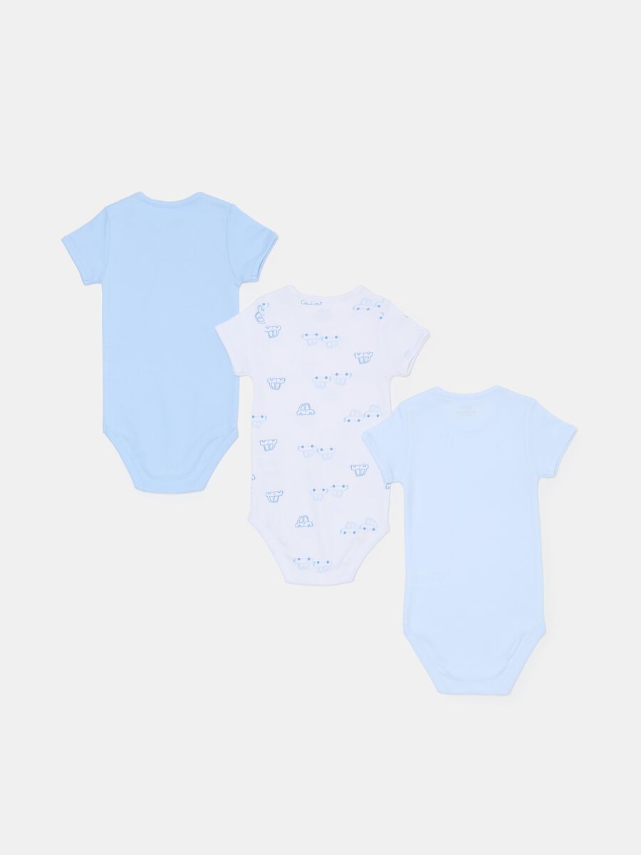 Three-pack bodysuits with toy cars print_1