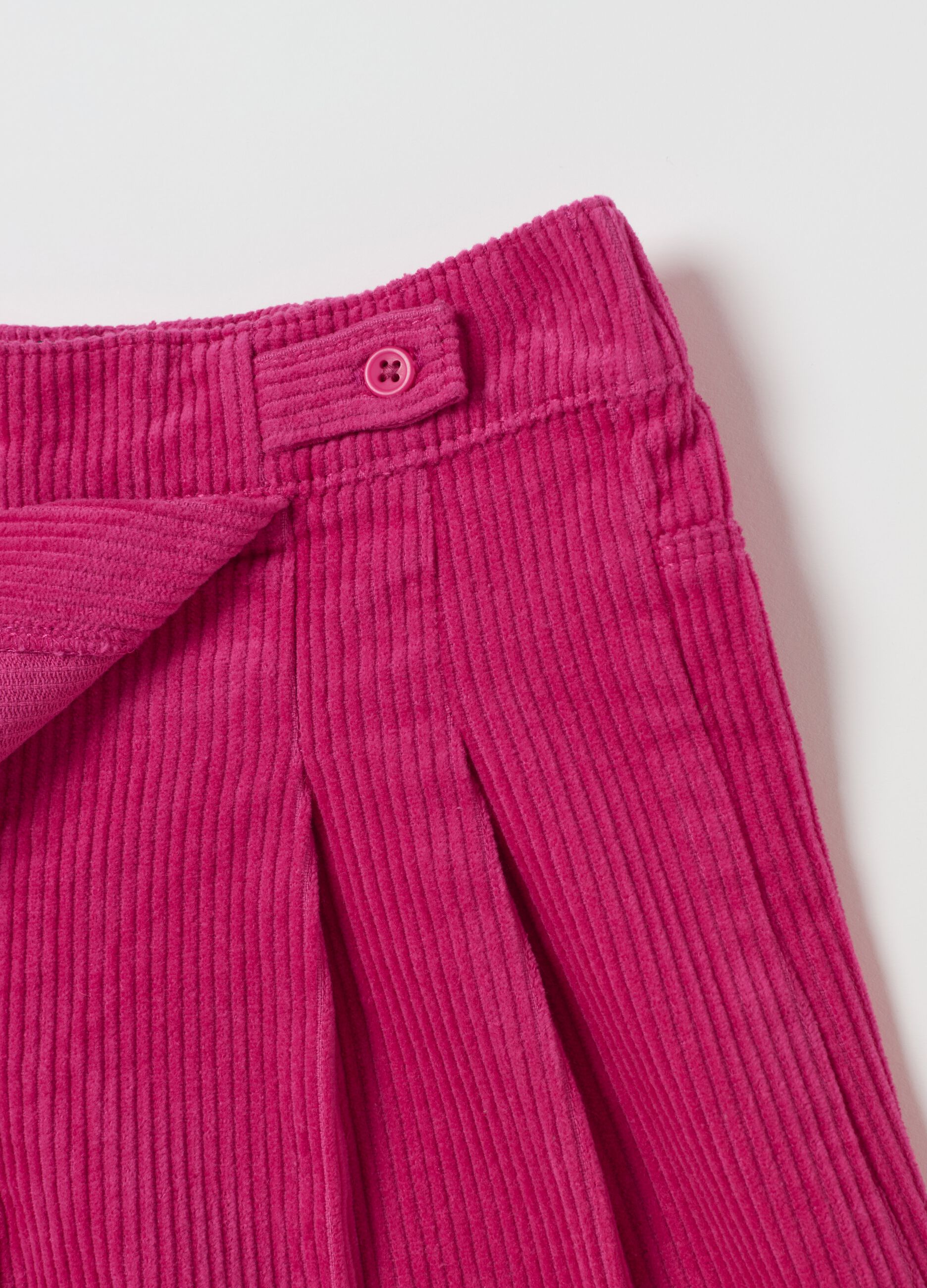 Corduroy skort with pleating