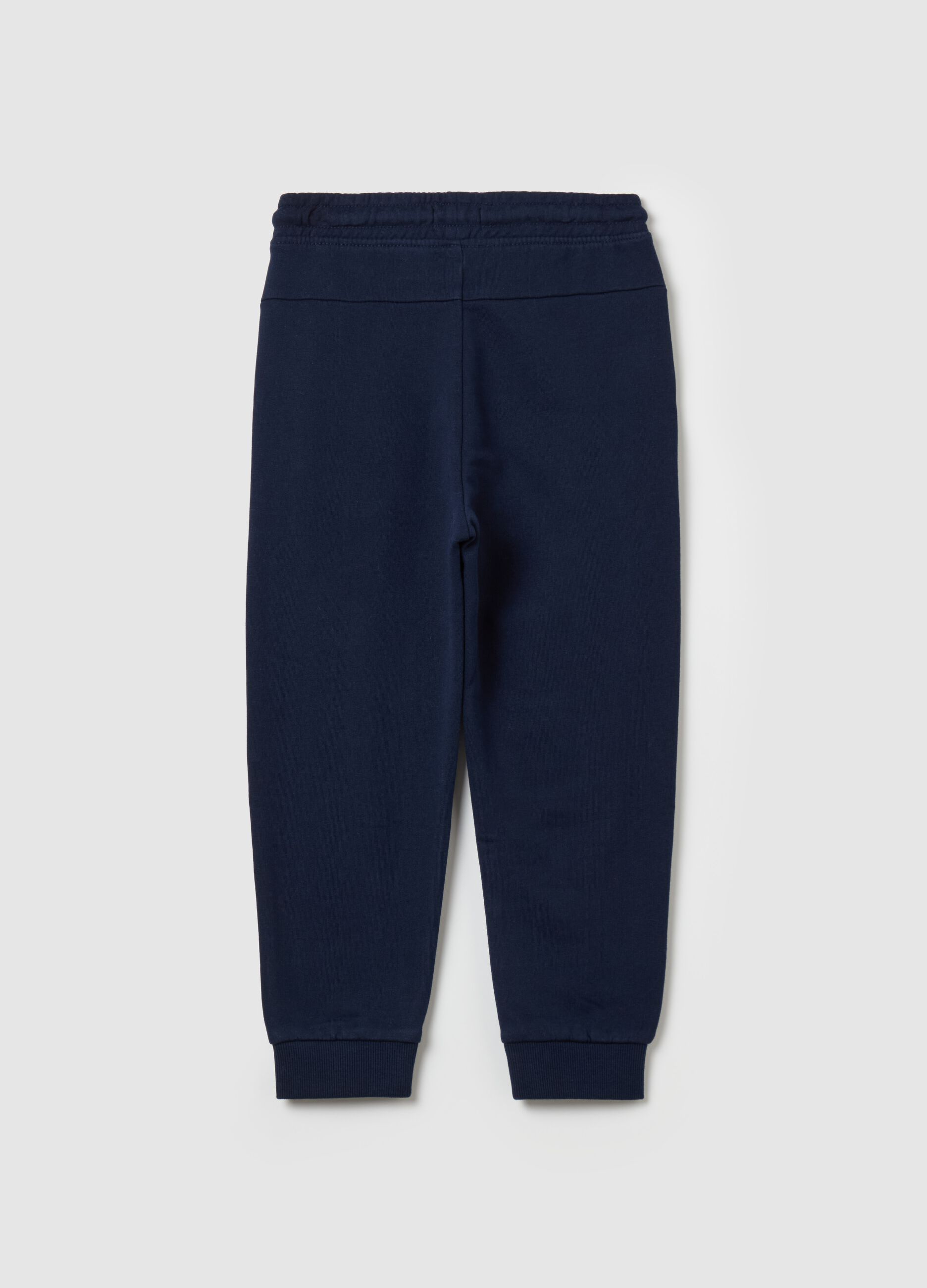 Fleece joggers with drawstring and college embroidery