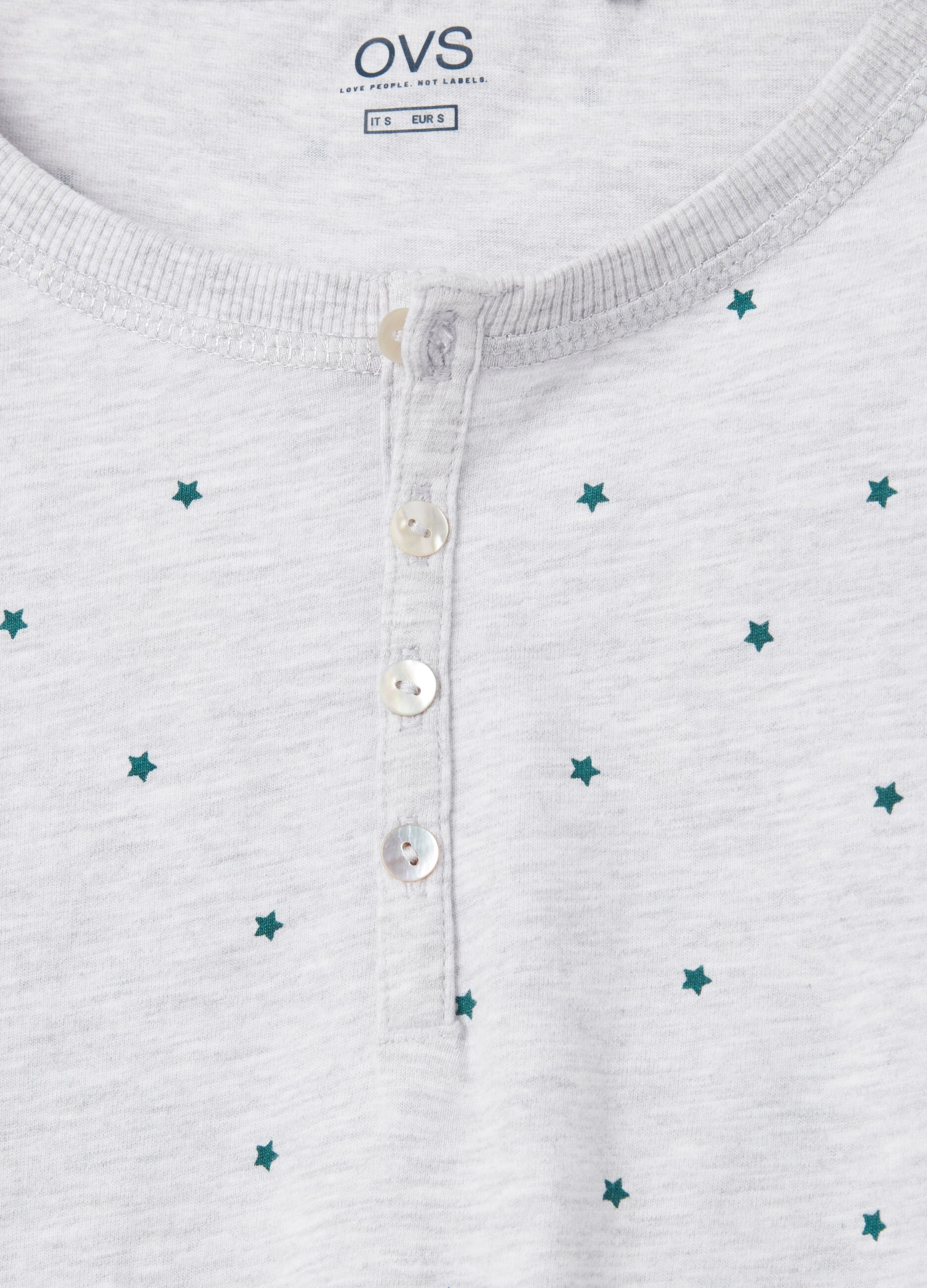 Pyjama top with granddad neckline and star print