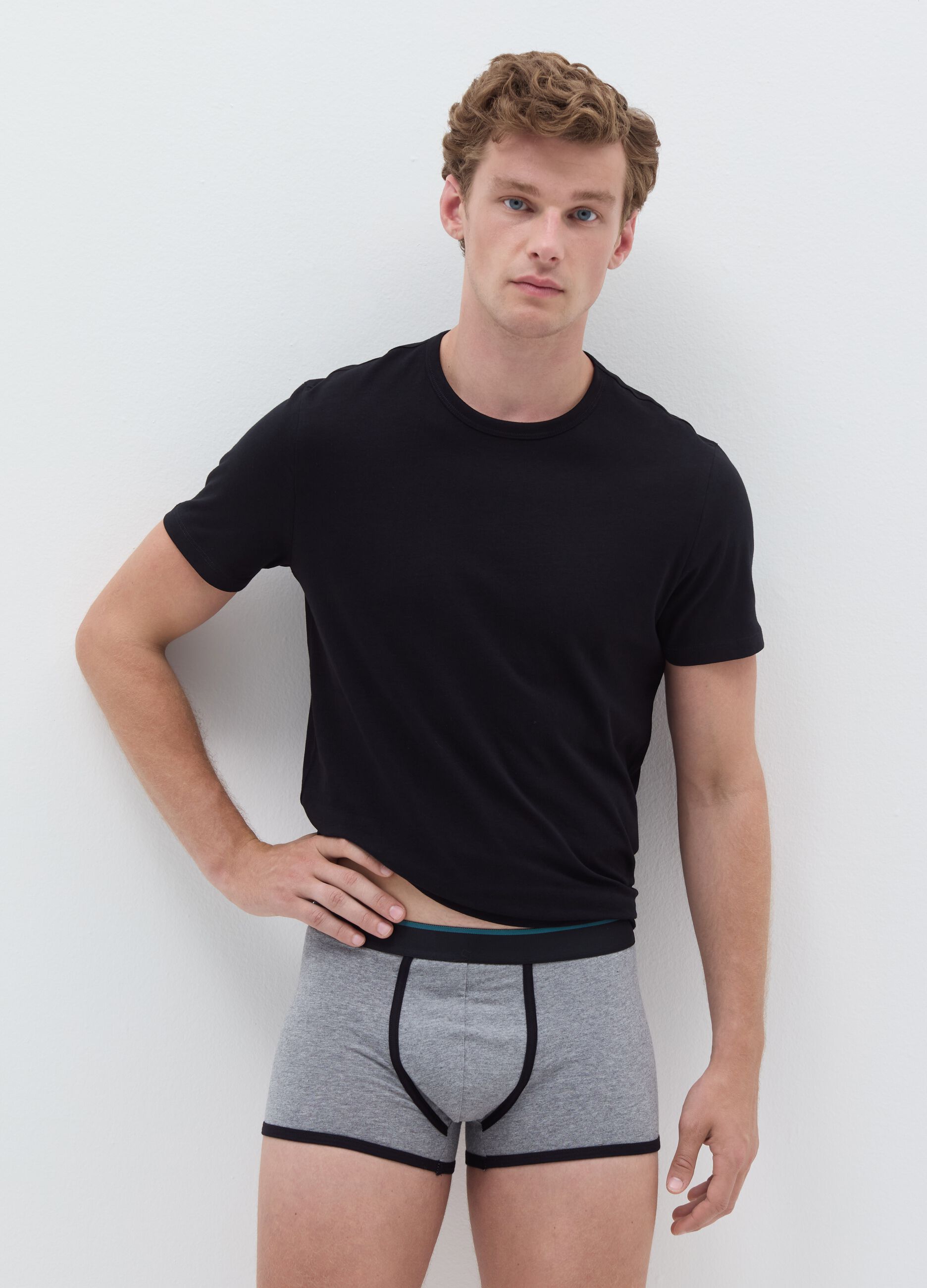 Three-pack boxer shorts with contrasting piping