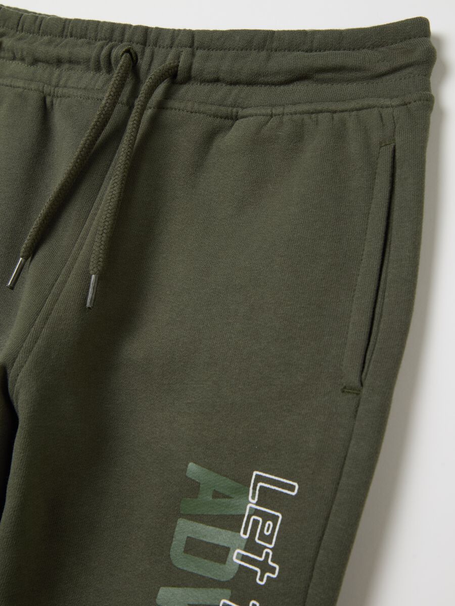 Fleece joggers with drawstring and lettering print_2