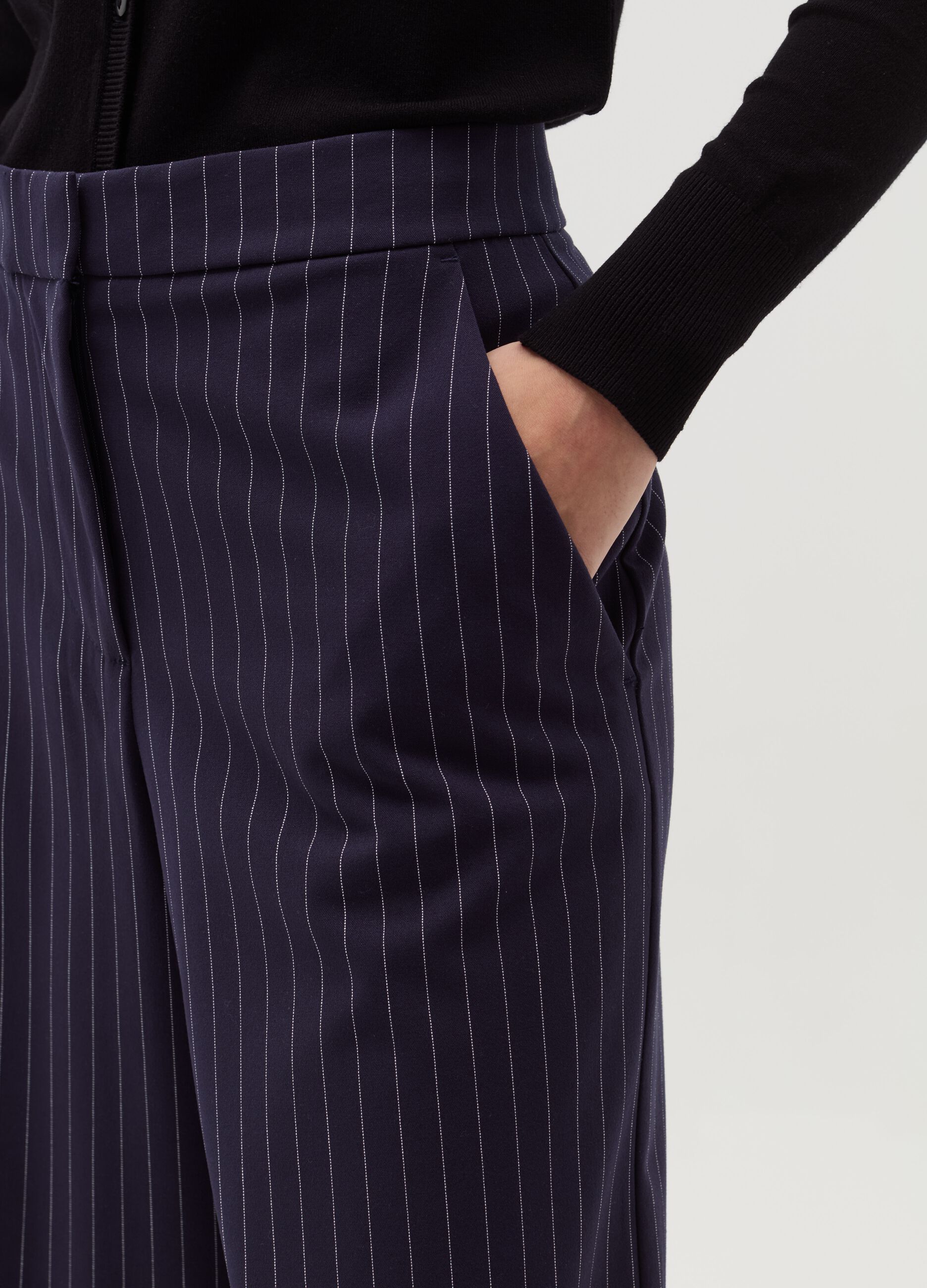 Pinstriped Bermuda shorts with pockets