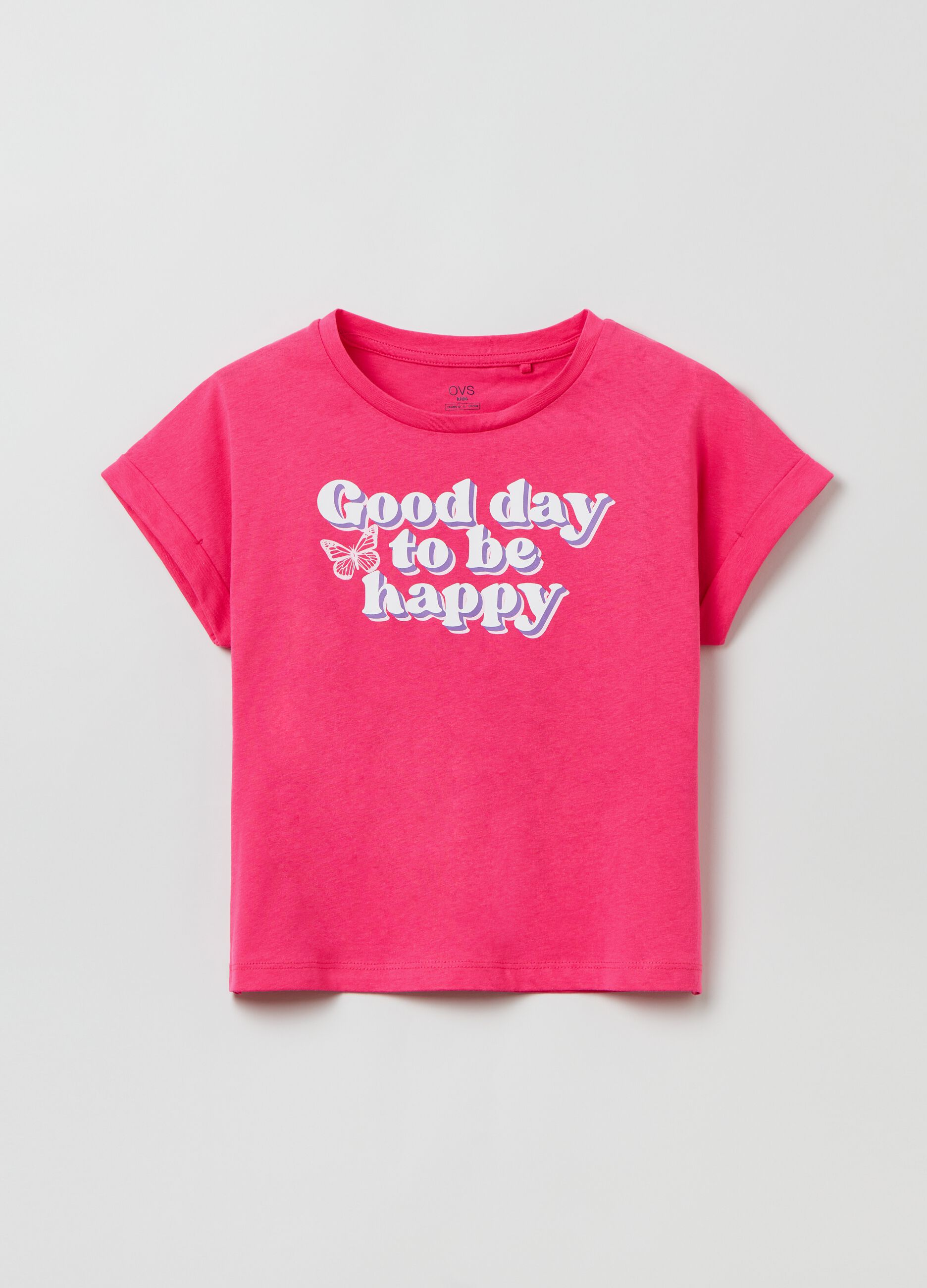 Cotton T-shirt with printed lettering