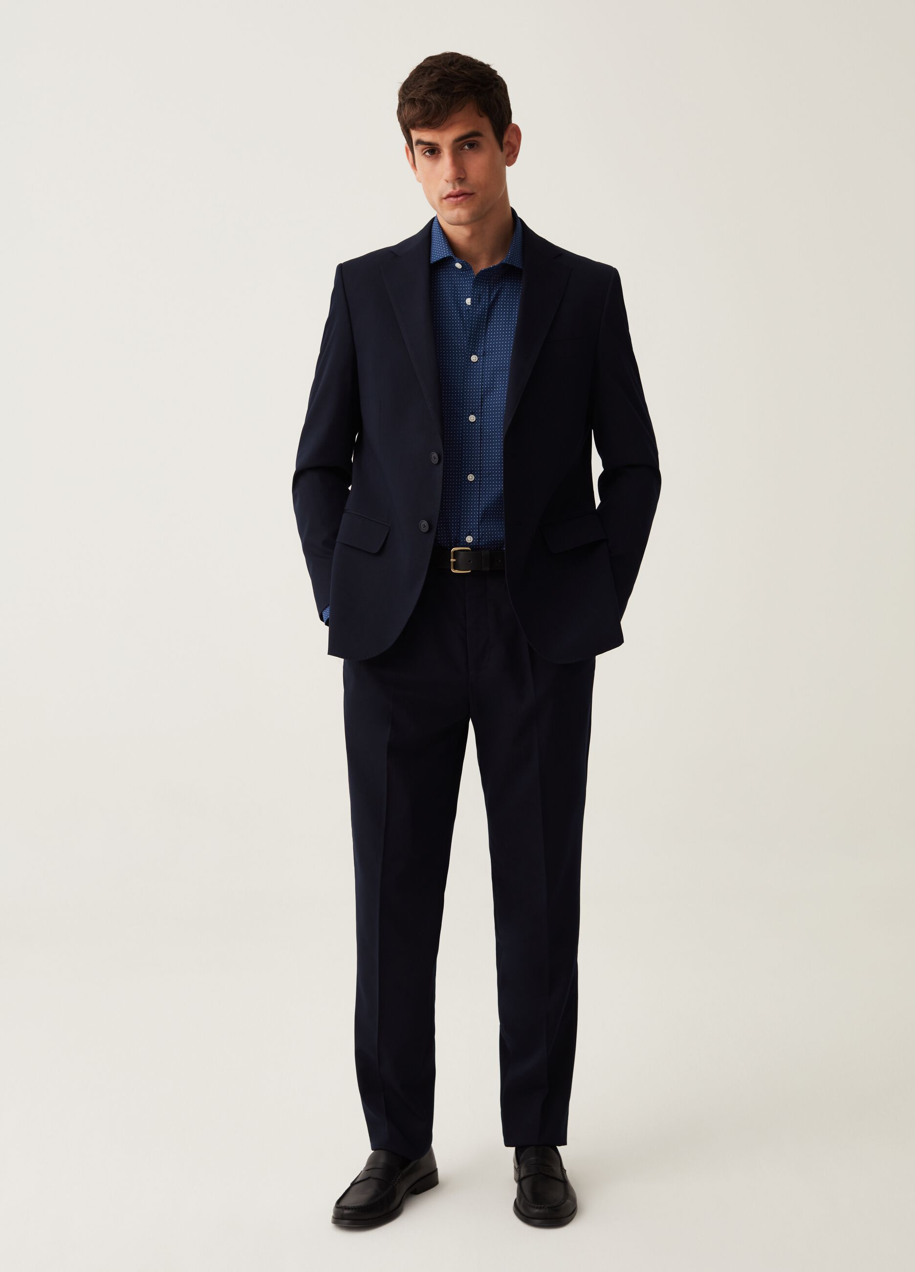 Navy blue regular-fit trousers