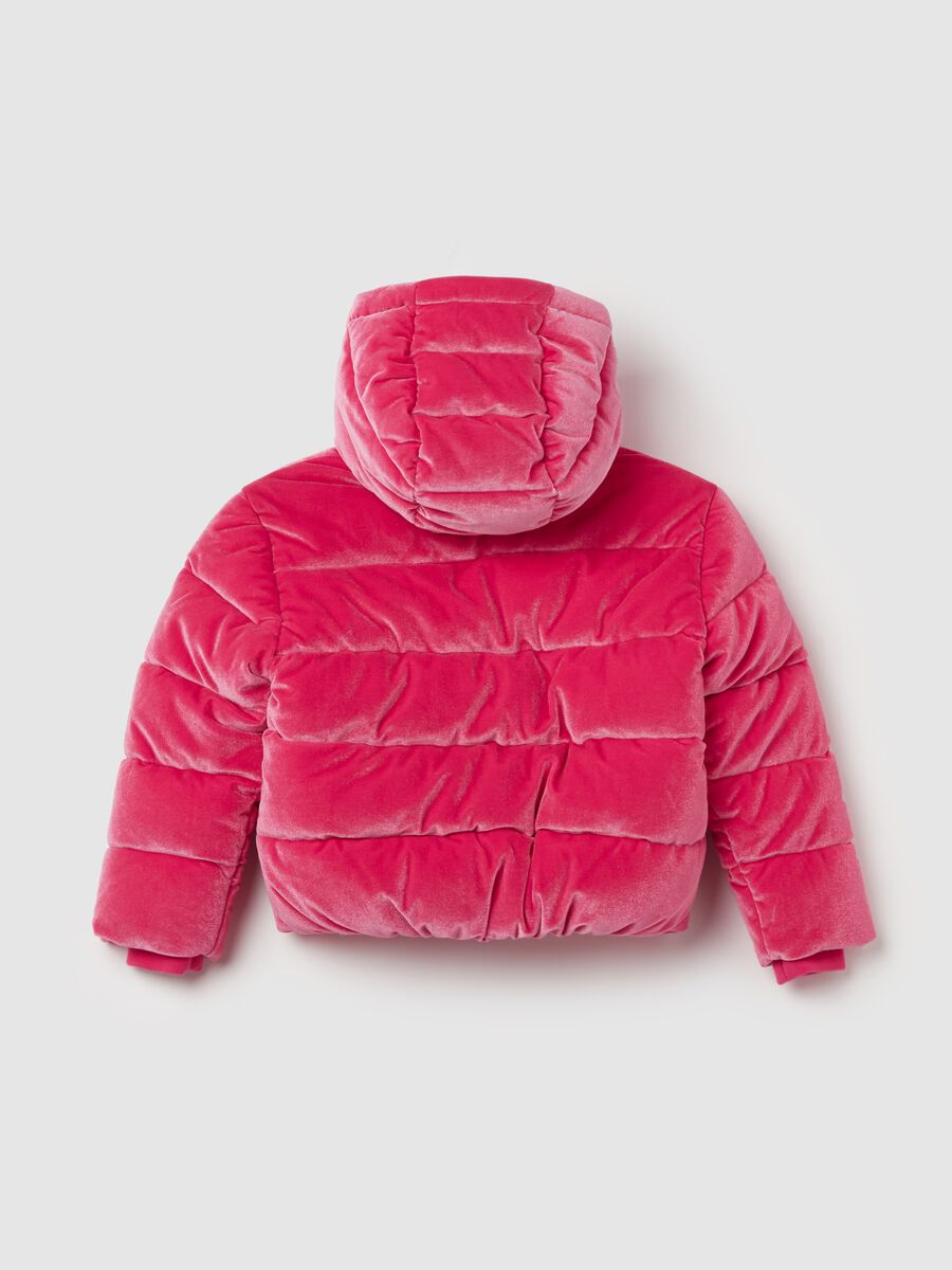 Velvet down jacket with hood_1