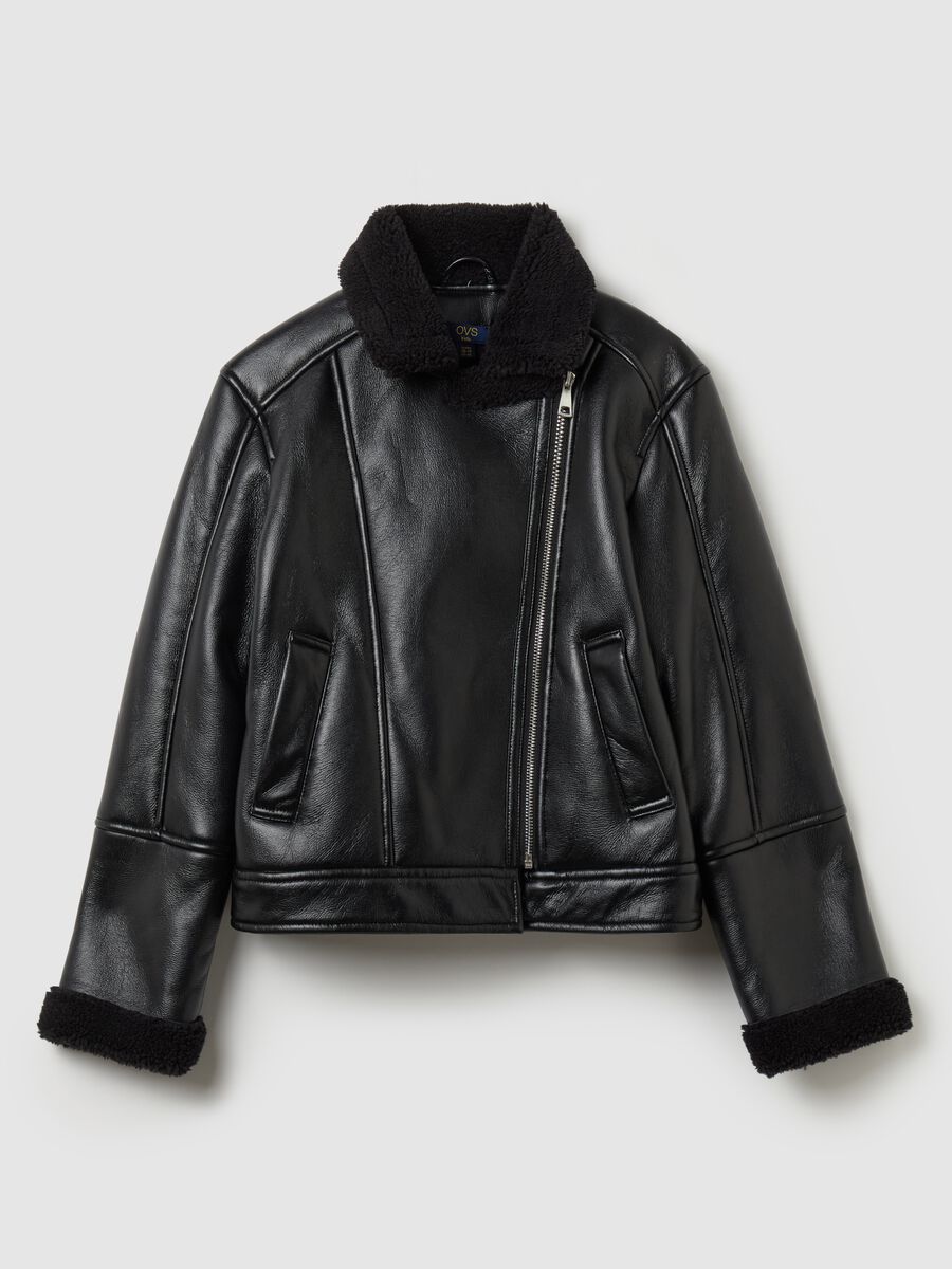 Biker jacket with sherpa lining_3