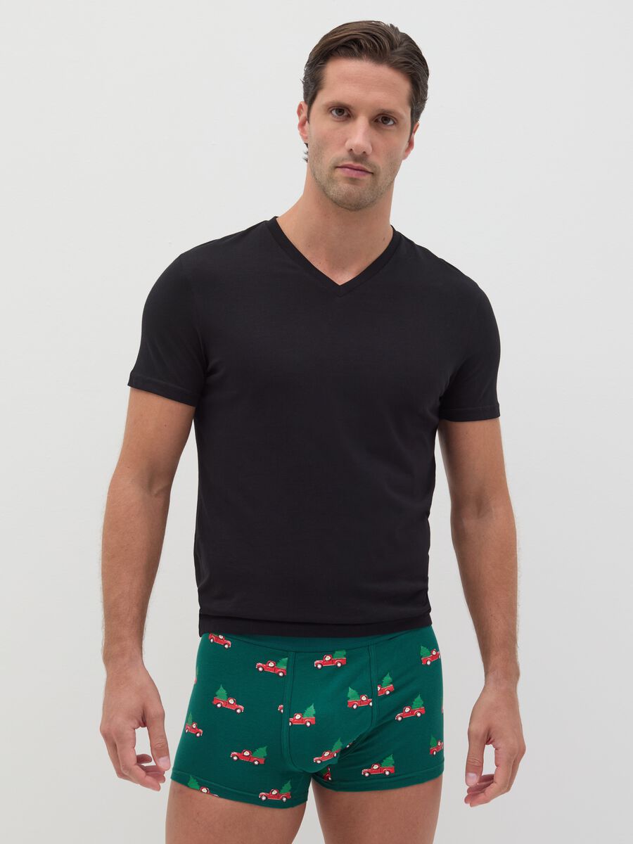 Stretch organic cotton boxer shorts with all-over print_0