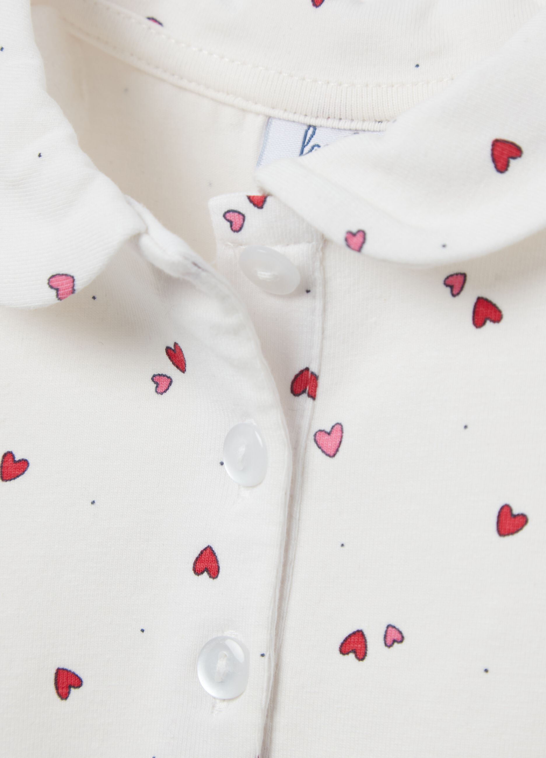 Long-sleeved polo shirt with small hearts print