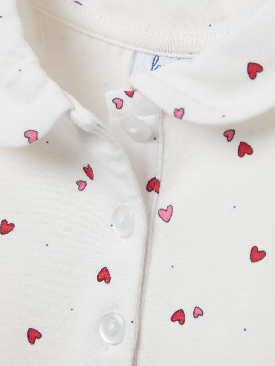 Long-sleeved polo shirt with small hearts print_2