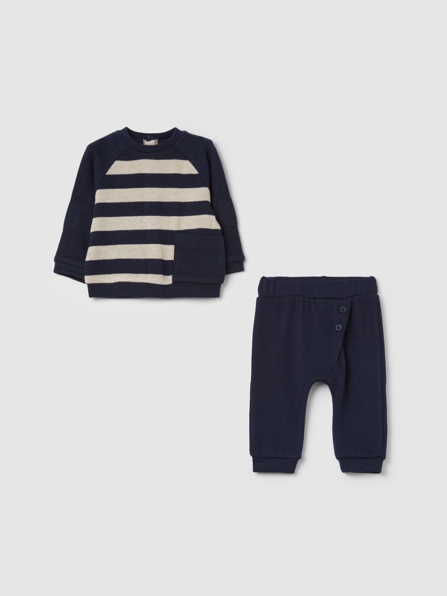 Set pullover e pantaloni in maglia a righe_0