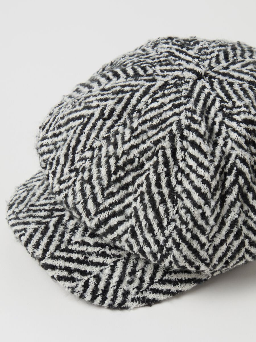 Herringbone baker boy hat_1