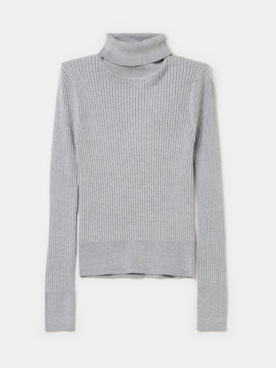 Turtleneck pullover with flat ribbing_4