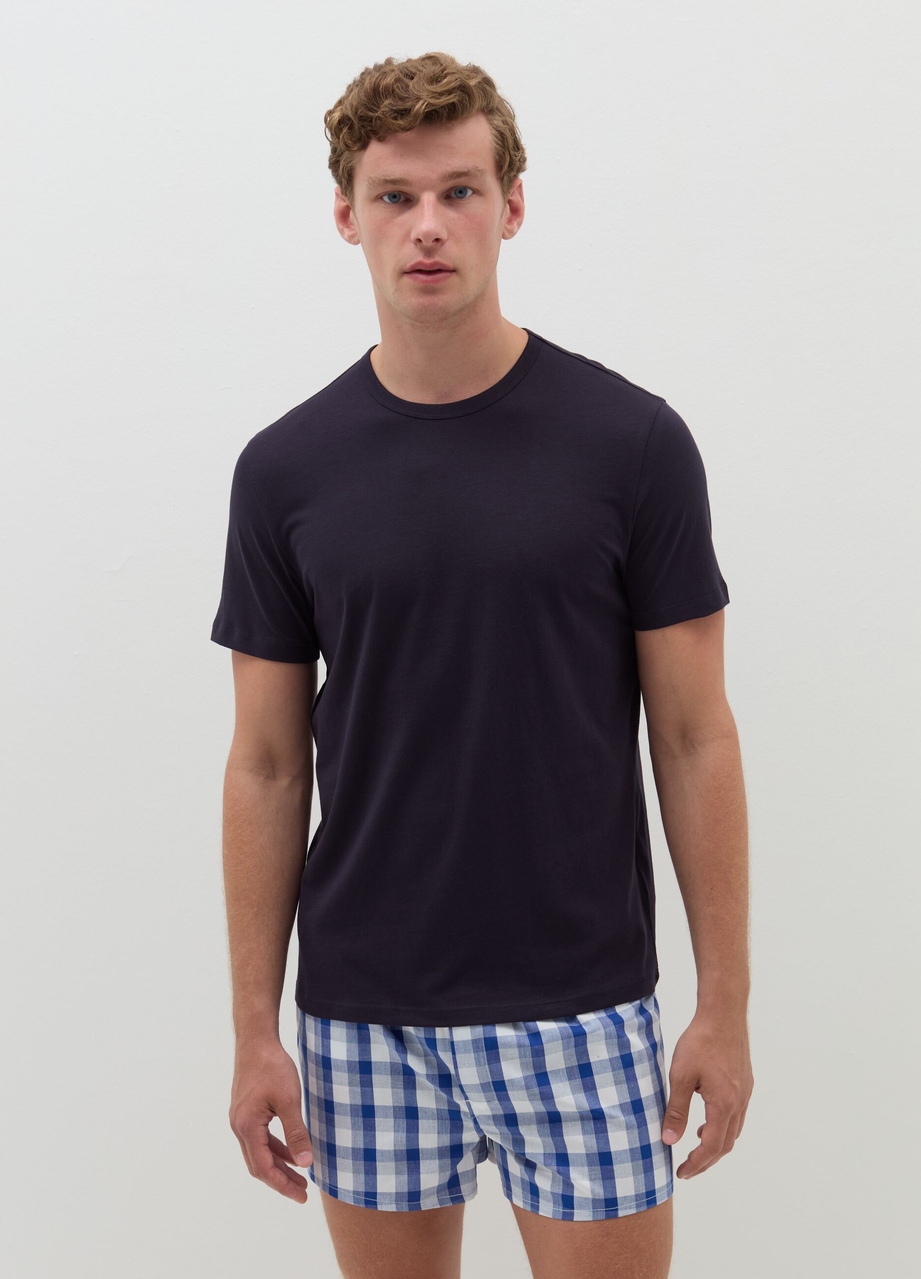 Two-pack undershirts with round neck in jersey