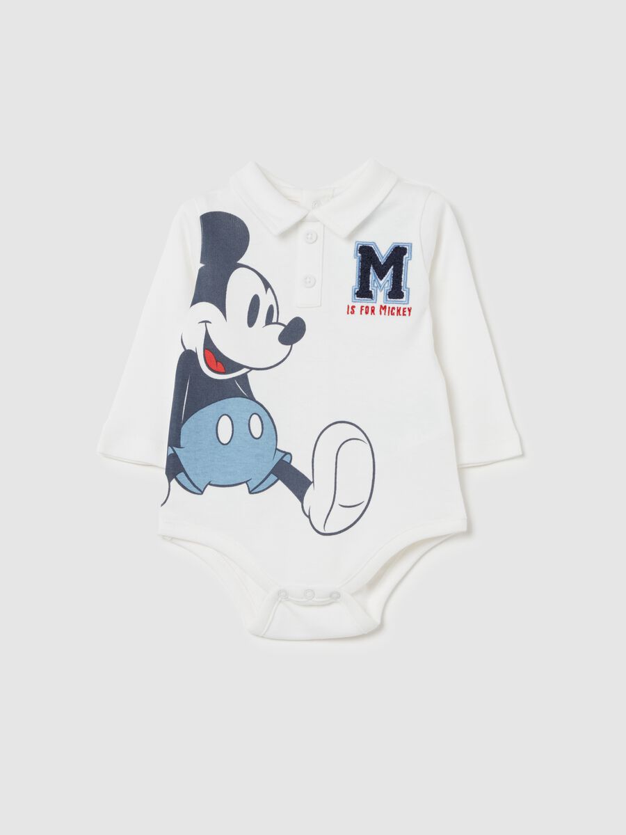 Organic cotton bodysuit with Mickey Mouse print_0