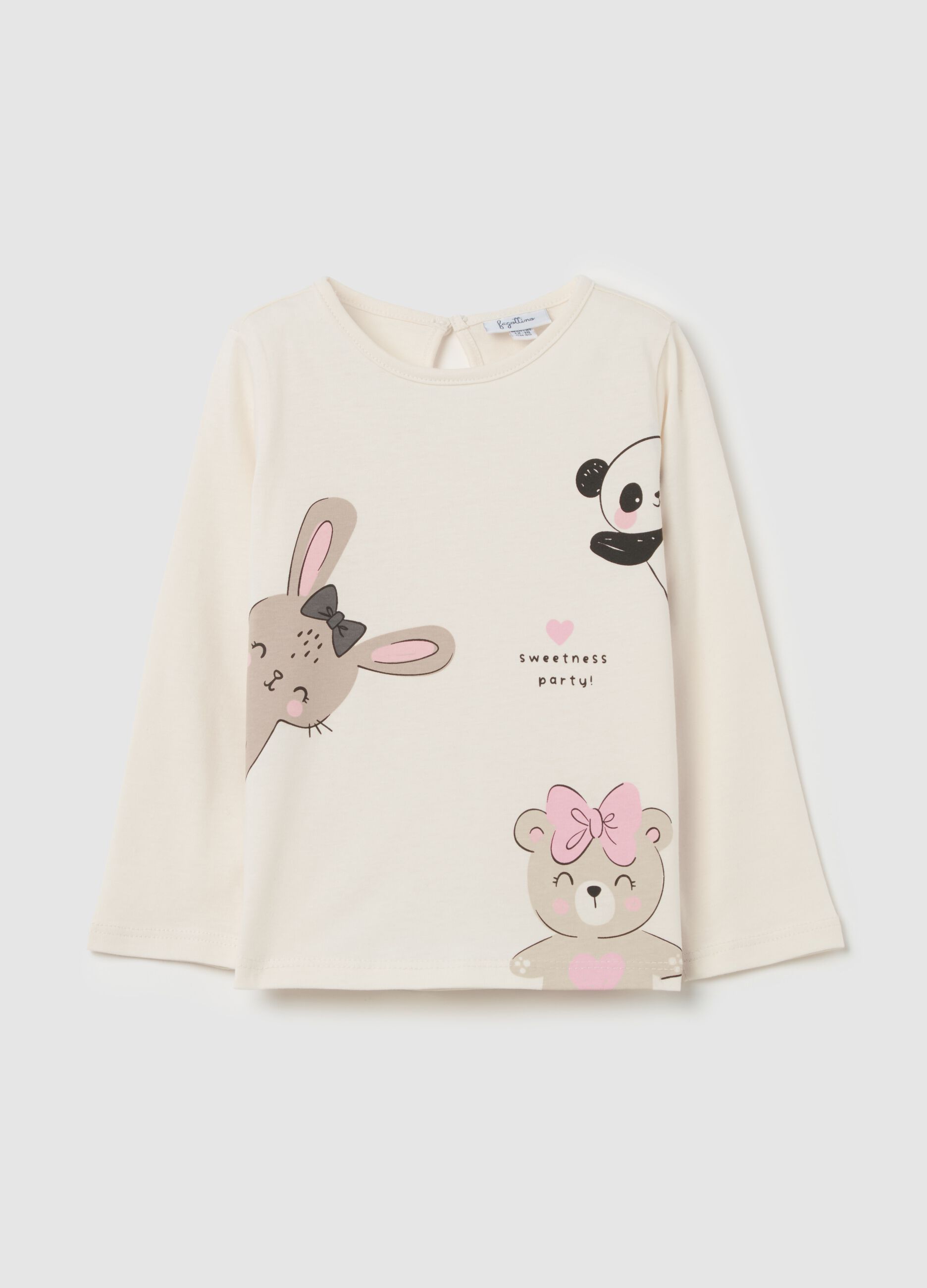 T-shirt with long sleeves and animals print