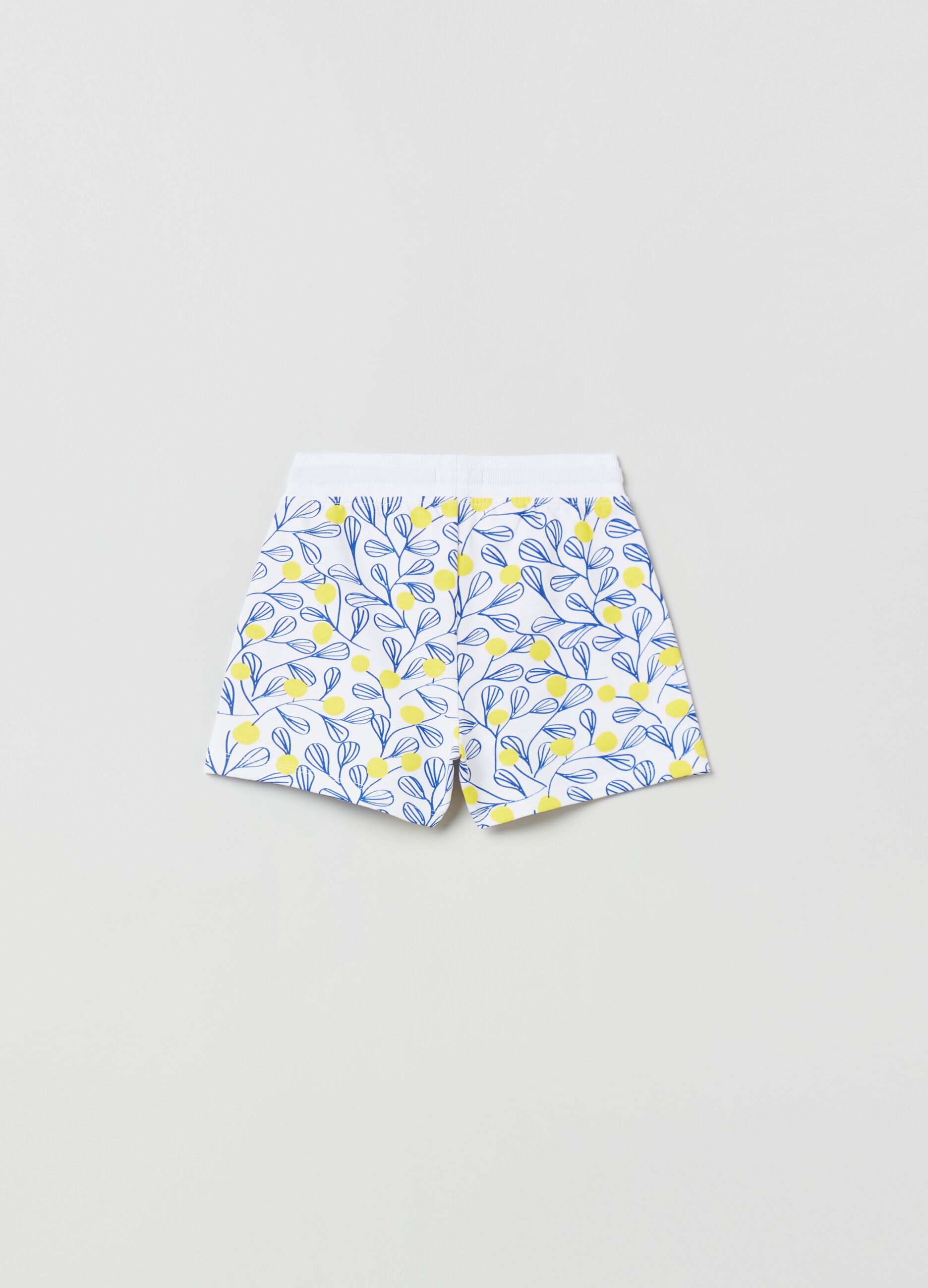 Cotton shorts with drawstring and print